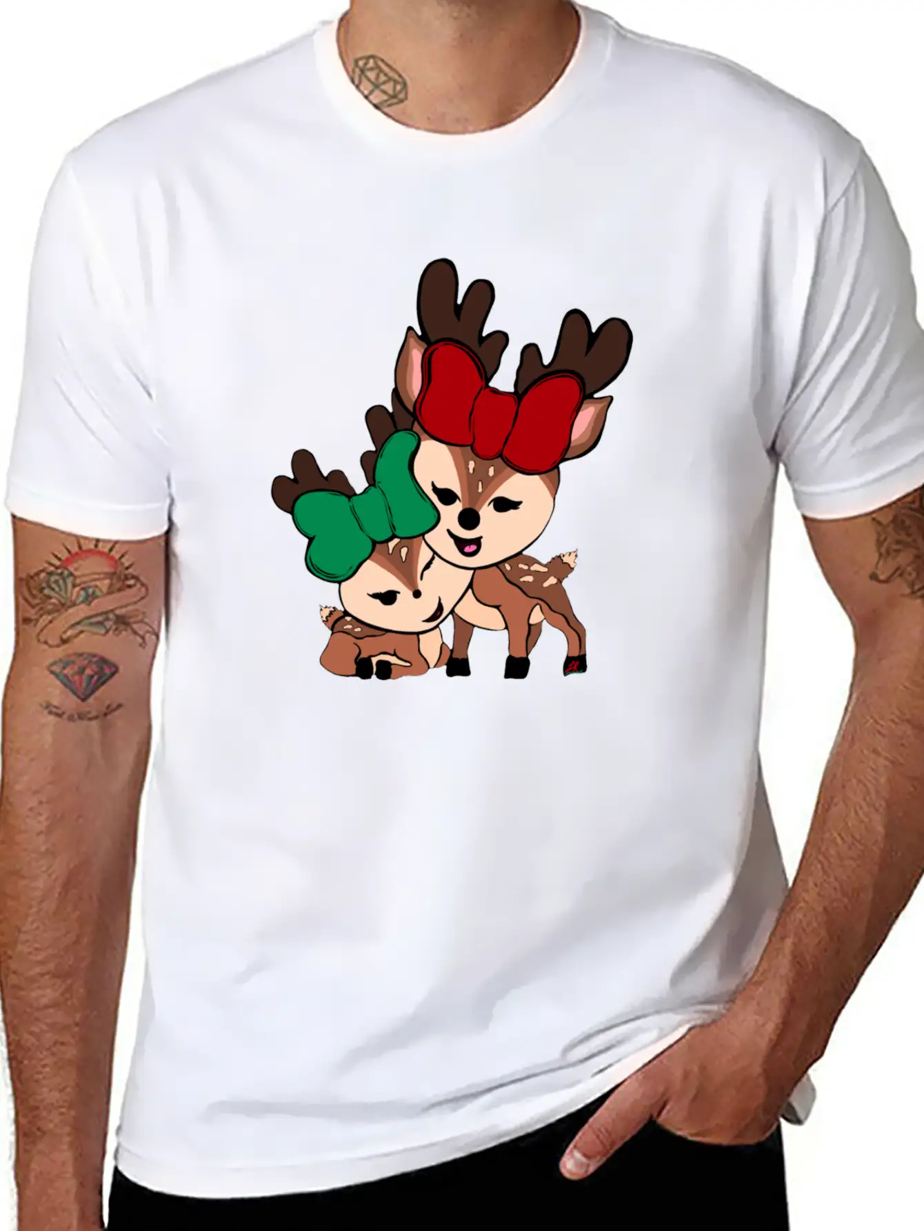 Baby Reindeer Digital Drawing By L Raya Basic Graphic T-Shirt ¨C Daily Comfort In Soft Cotton