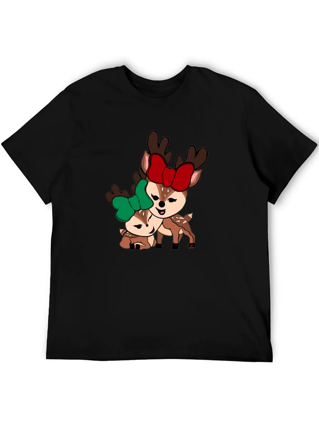 Baby Reindeer Digital Drawing By L Raya Basic Graphic T-Shirt ¨C Daily Comfort In Soft Cotton