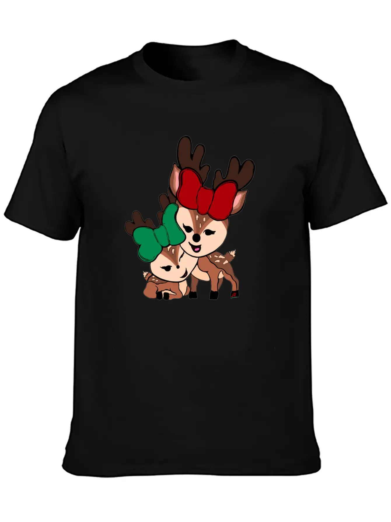 Baby Reindeer Digital Drawing By L Raya Basic Graphic T-Shirt ¨C Daily Comfort In Soft Cotton