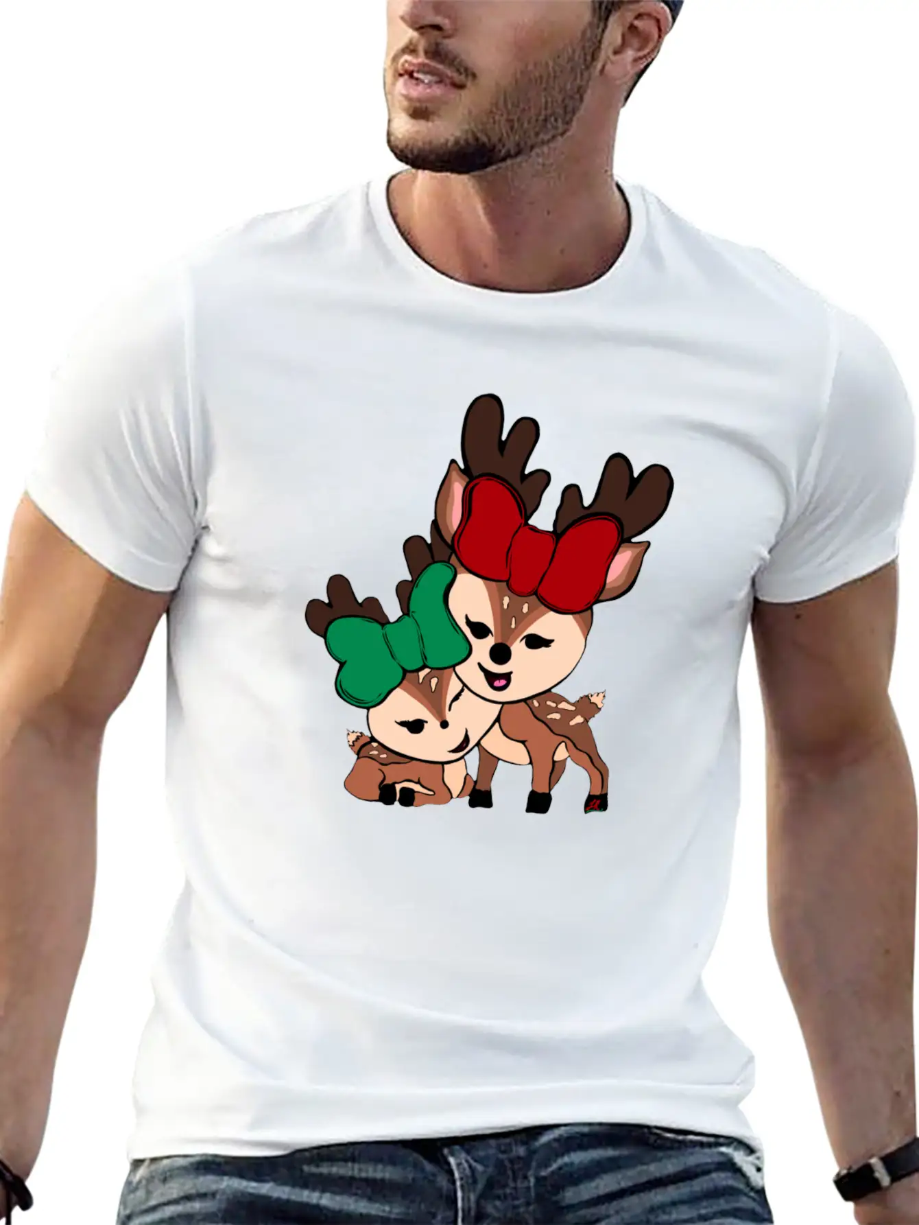 Baby Reindeer Digital Drawing By L Raya Basic Graphic T-Shirt ¨C Daily Comfort In Soft Cotton