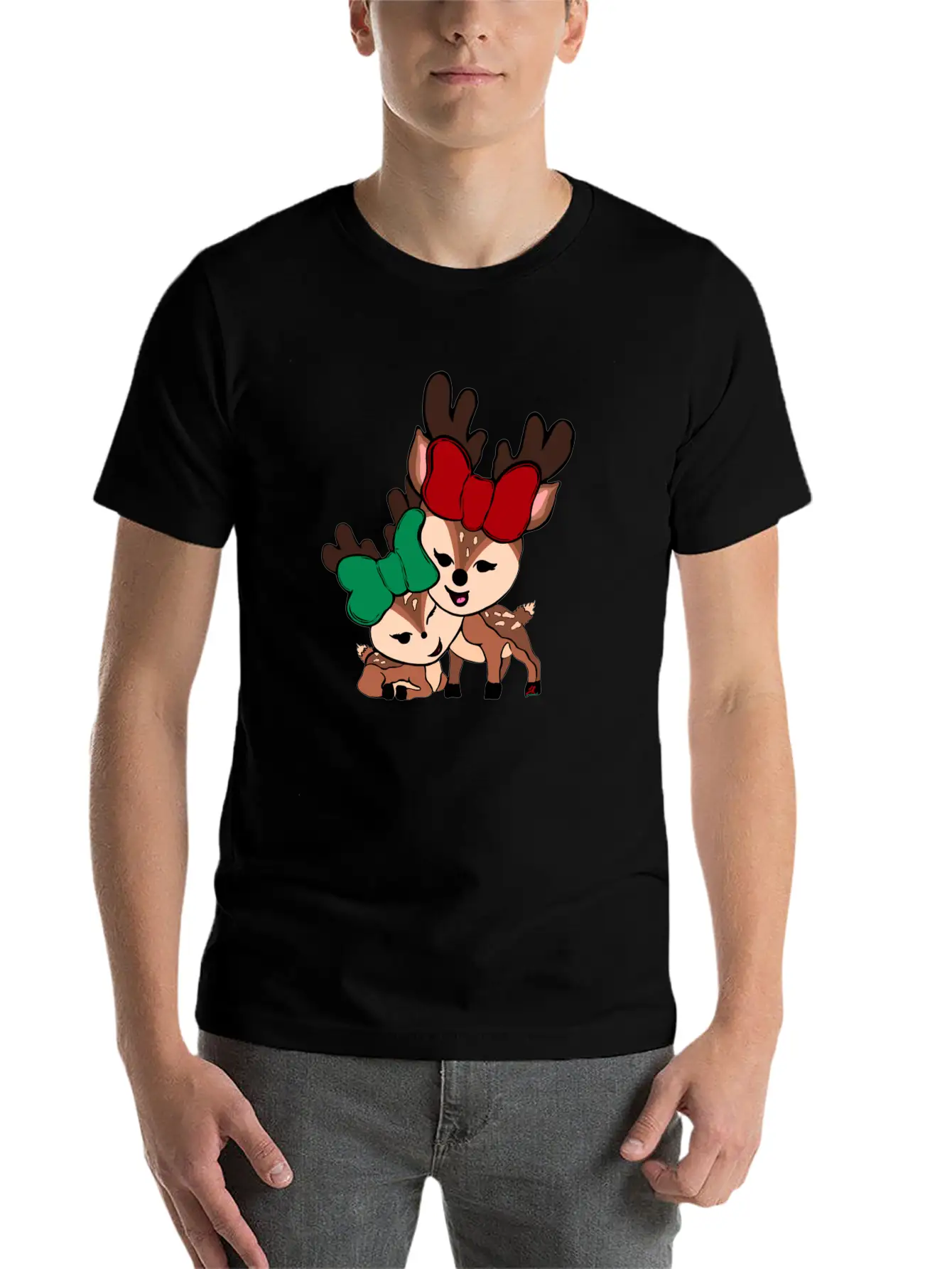 Baby Reindeer Digital Drawing By L Raya Basic Graphic T-Shirt ¨C Daily Comfort In Soft Cotton