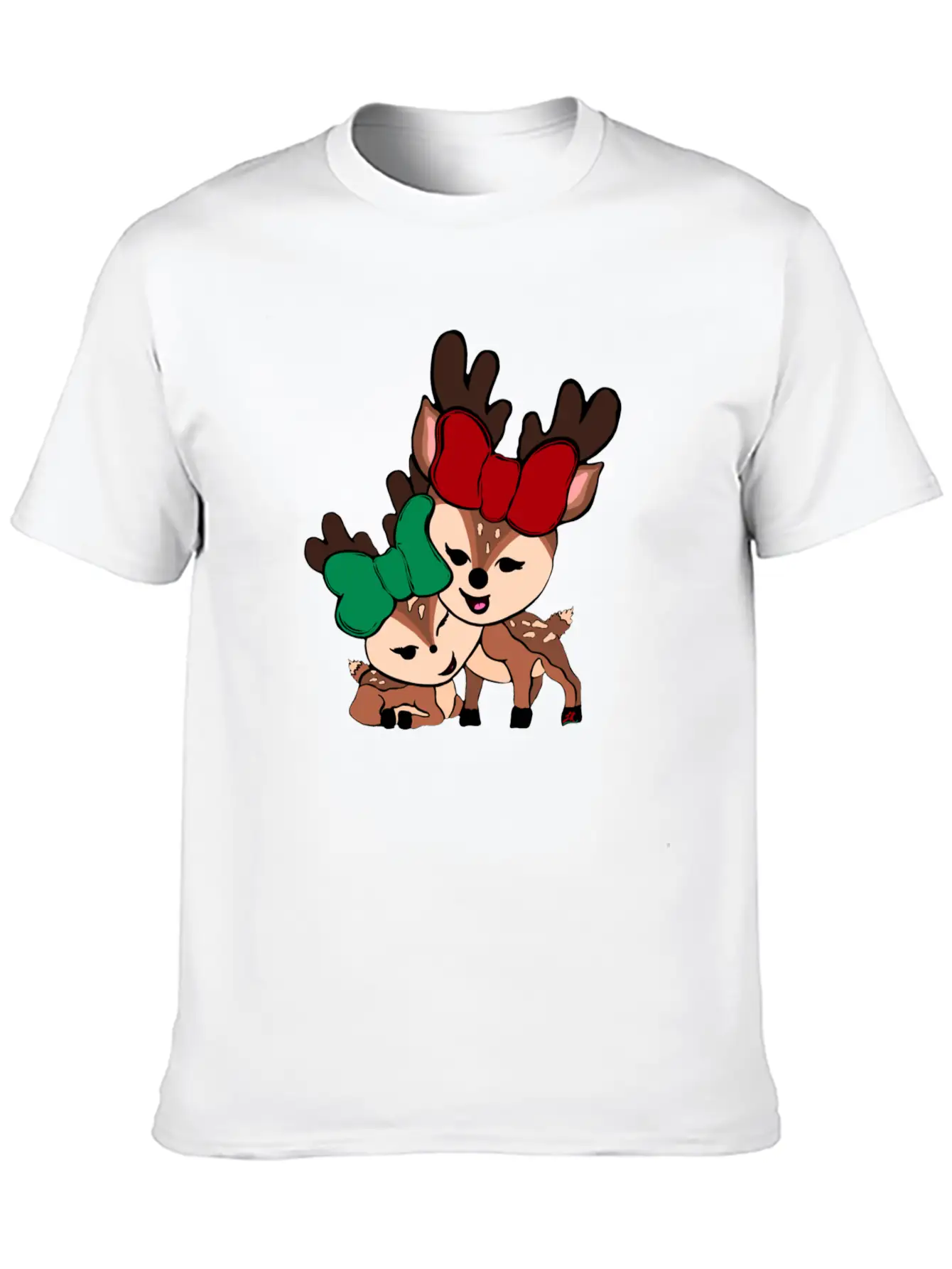 Baby Reindeer Digital Drawing By L Raya Basic Graphic T-Shirt ¨C Daily Comfort In Soft Cotton