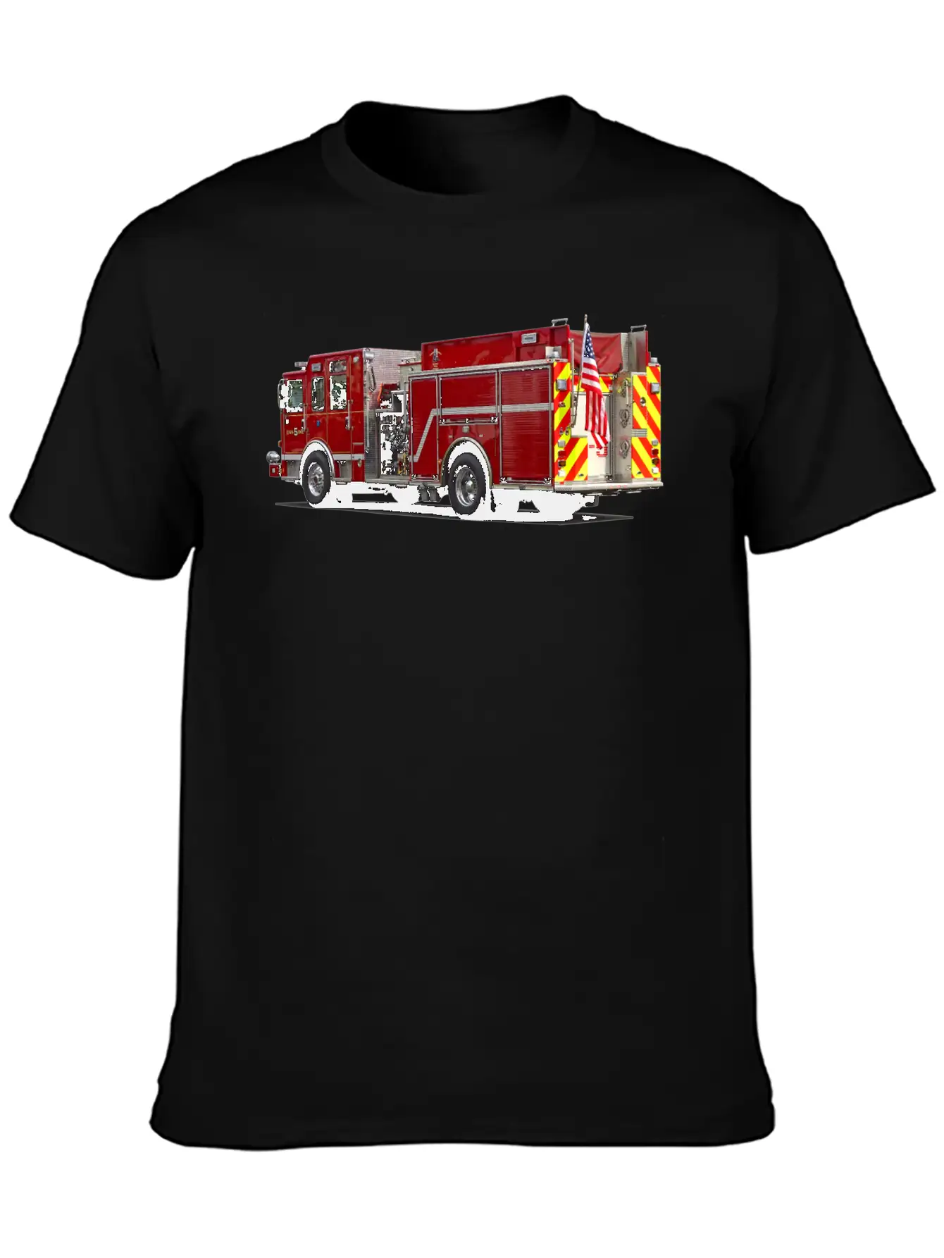 Back Of Fire Engine With American Flag Soft Cotton Short Sleeve Tee ¨C Unisex Wardrobe Staple