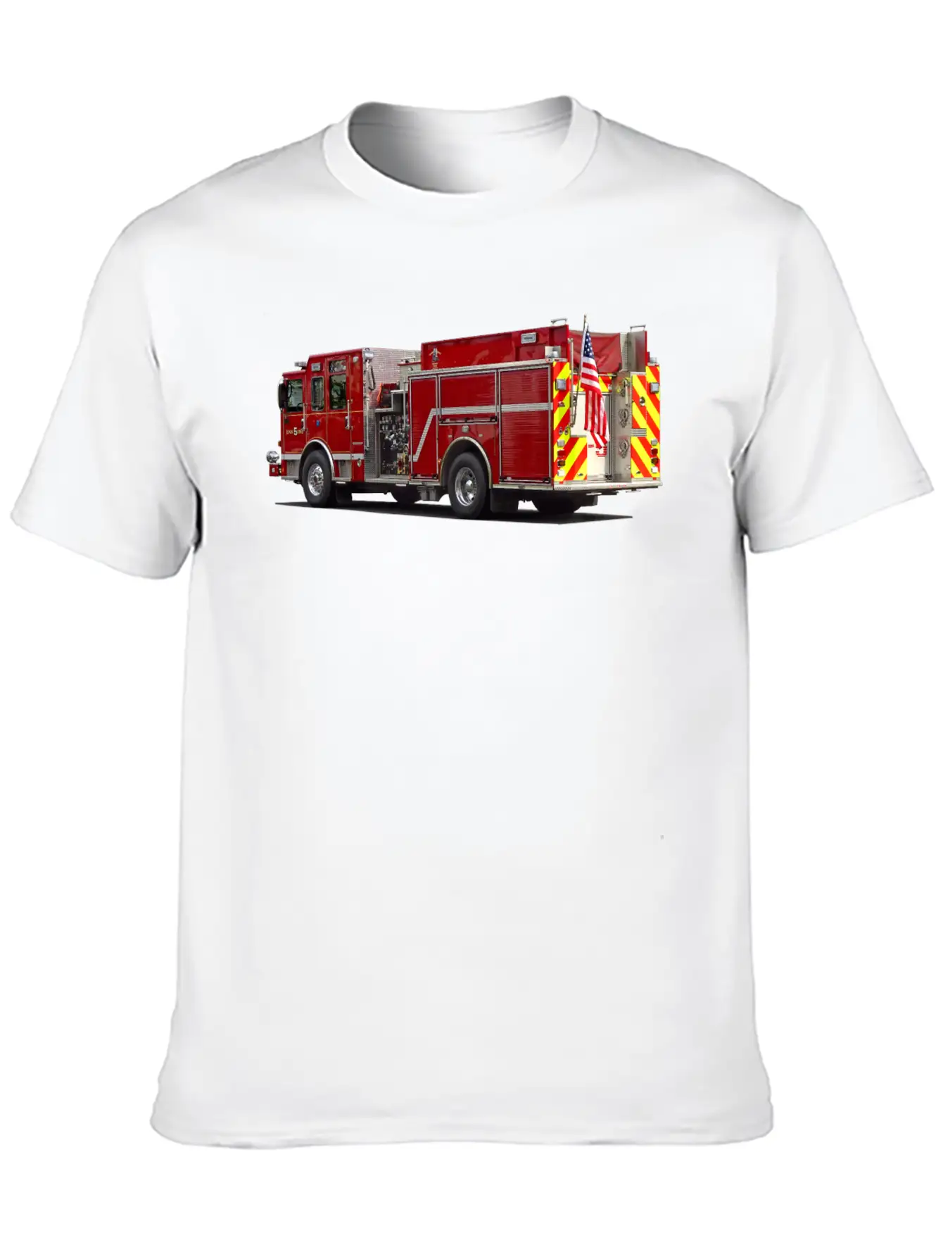 Back Of Fire Engine With American Flag Soft Cotton Short Sleeve Tee ¨C Unisex Wardrobe Staple