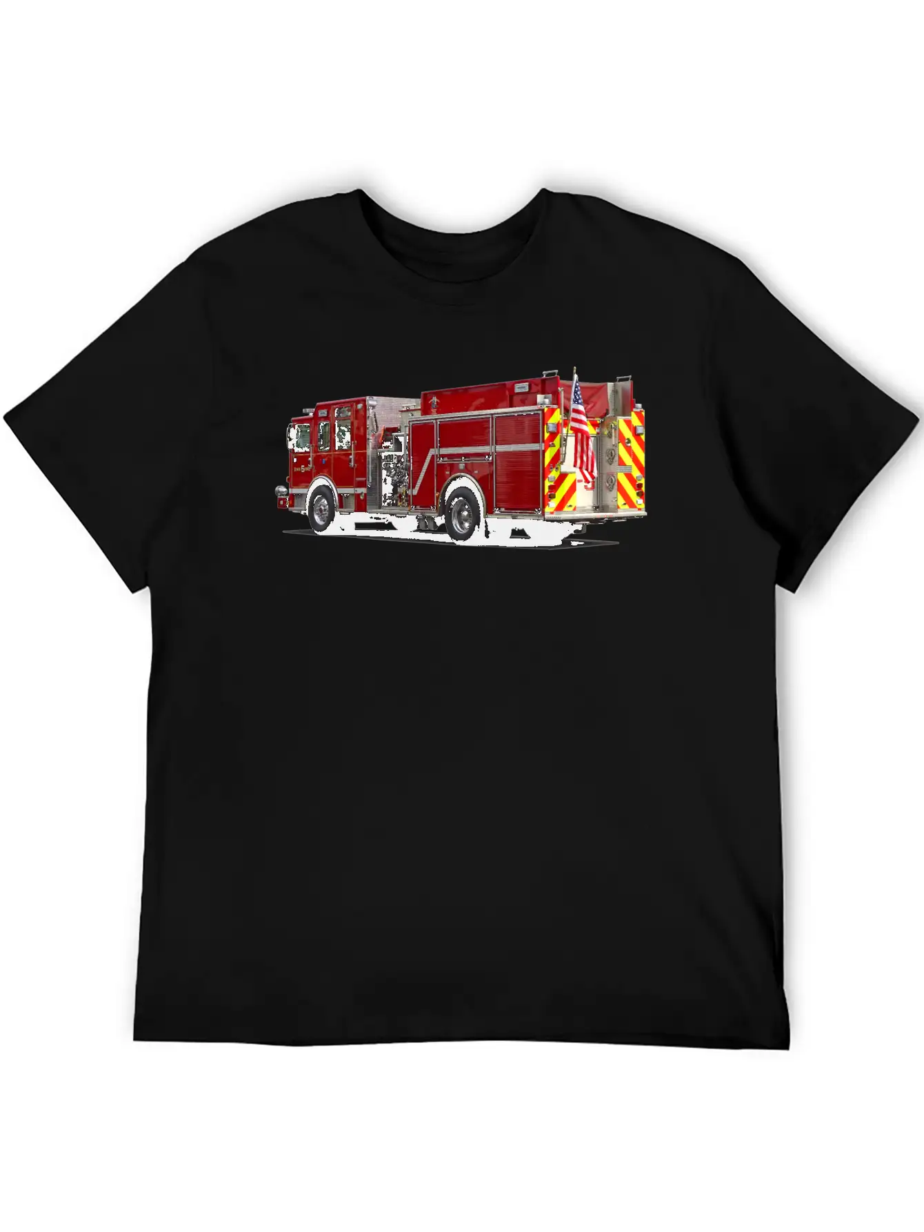 Back Of Fire Engine With American Flag Soft Cotton Short Sleeve Tee ¨C Unisex Wardrobe Staple