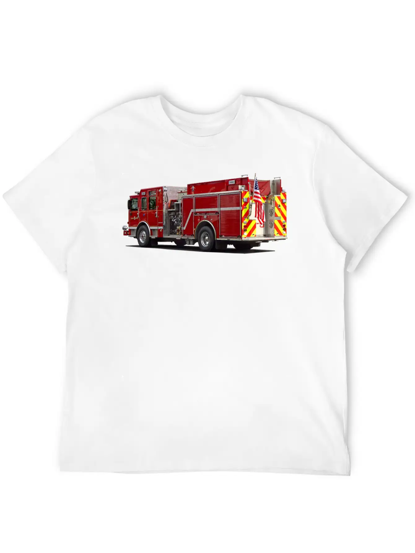 Back Of Fire Engine With American Flag Soft Cotton Short Sleeve Tee ¨C Unisex Wardrobe Staple