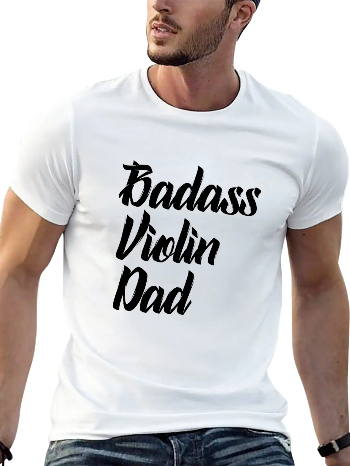 Badass Violin Dad Basic Graphic T-Shirt ¨C Daily Comfort In Soft Cotton