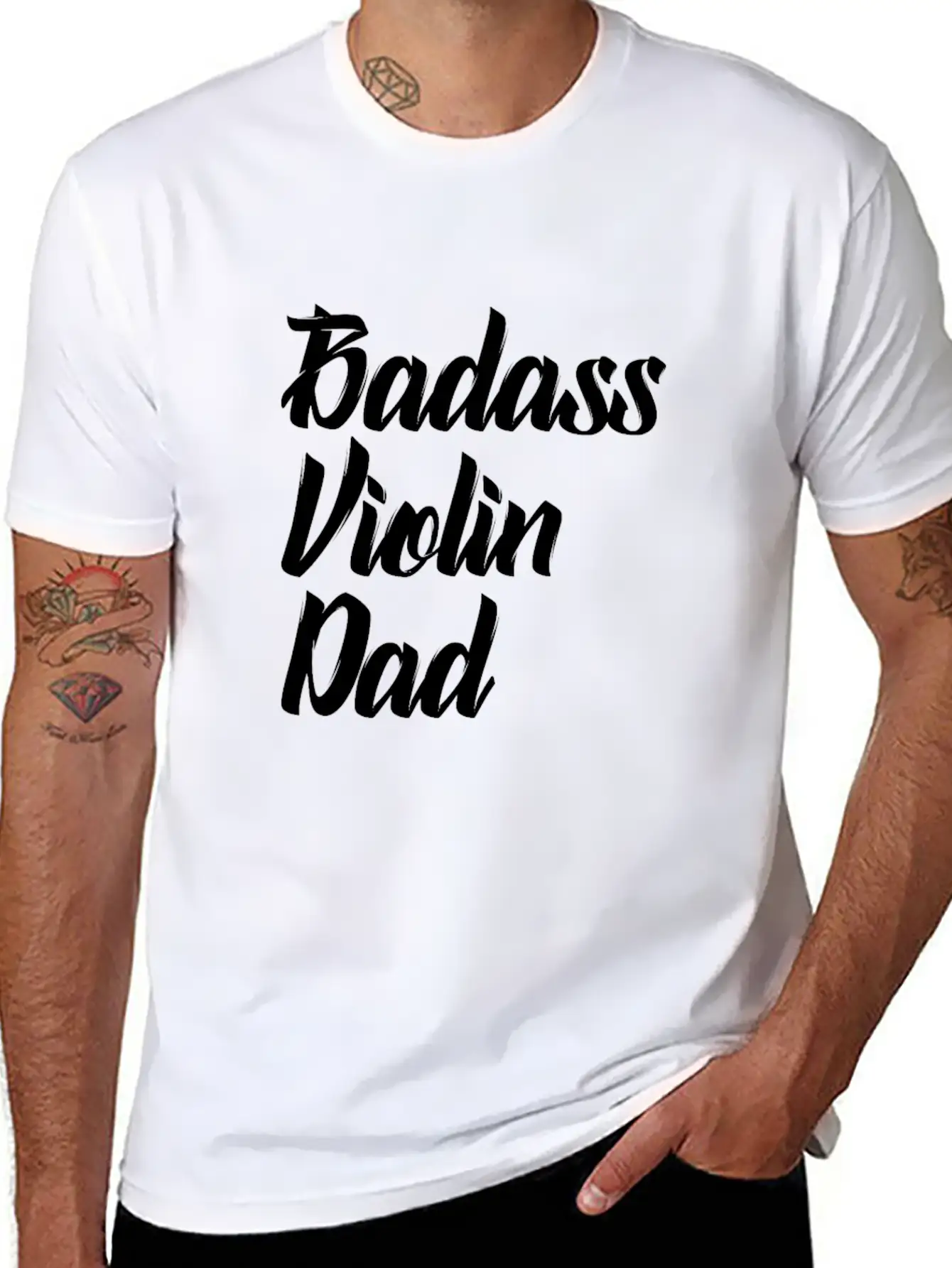 Badass Violin Dad Basic Graphic T-Shirt ¨C Daily Comfort In Soft Cotton