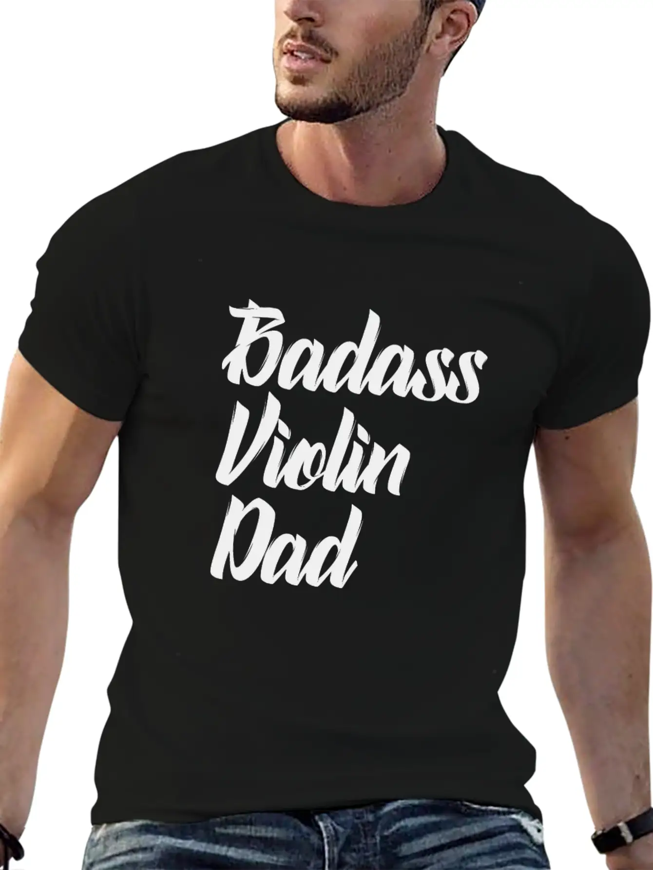 Badass Violin Dad Basic Graphic T-Shirt ¨C Daily Comfort In Soft Cotton