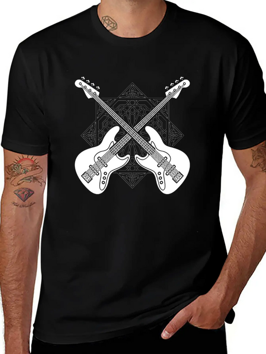 Bass Guitar Bassist Pattern Essential Cotton Tee For Daily Outfits ¨C Unisex Style