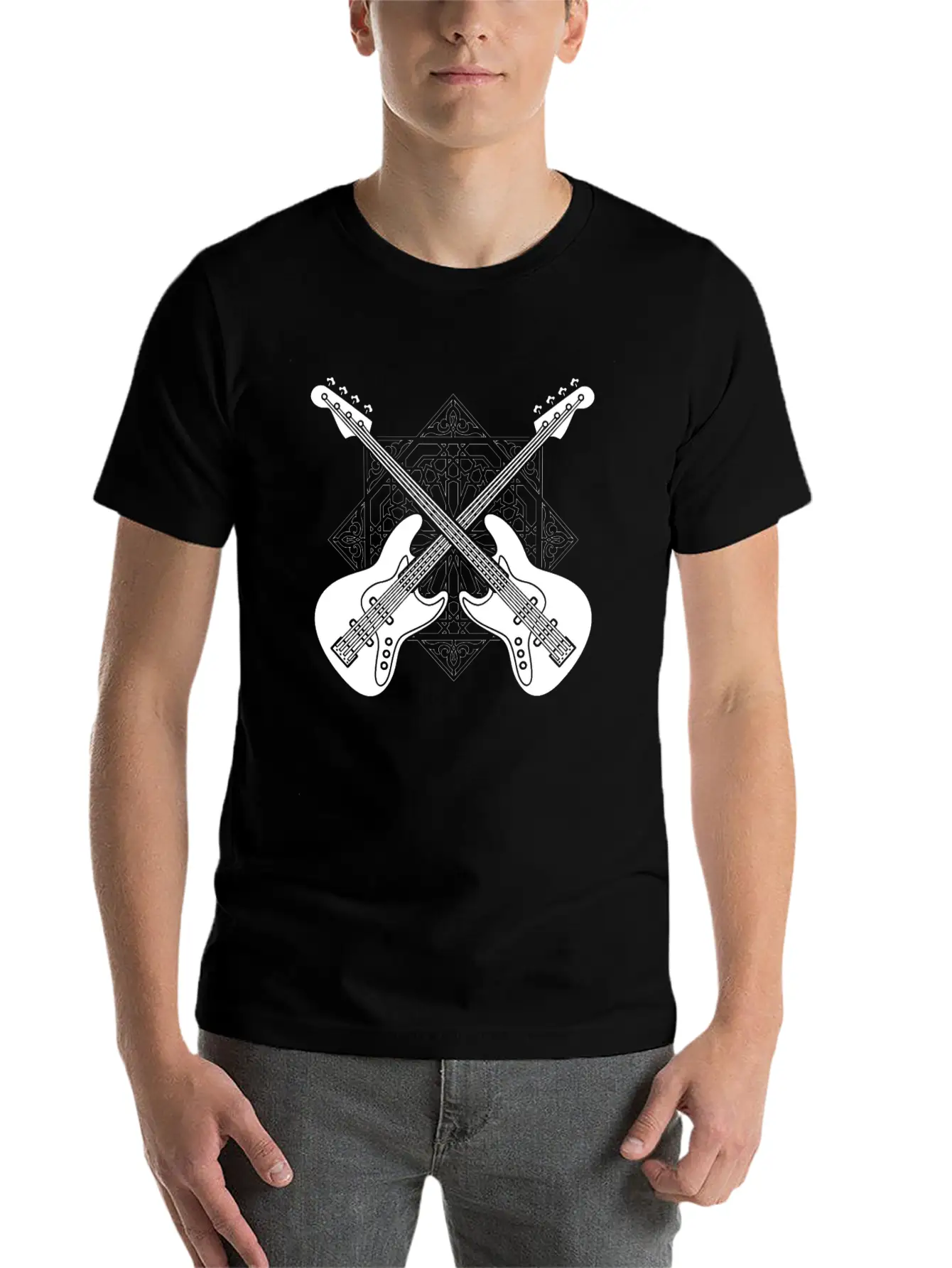 Bass Guitar Bassist Pattern Essential Cotton Tee For Daily Outfits ¨C Unisex Style