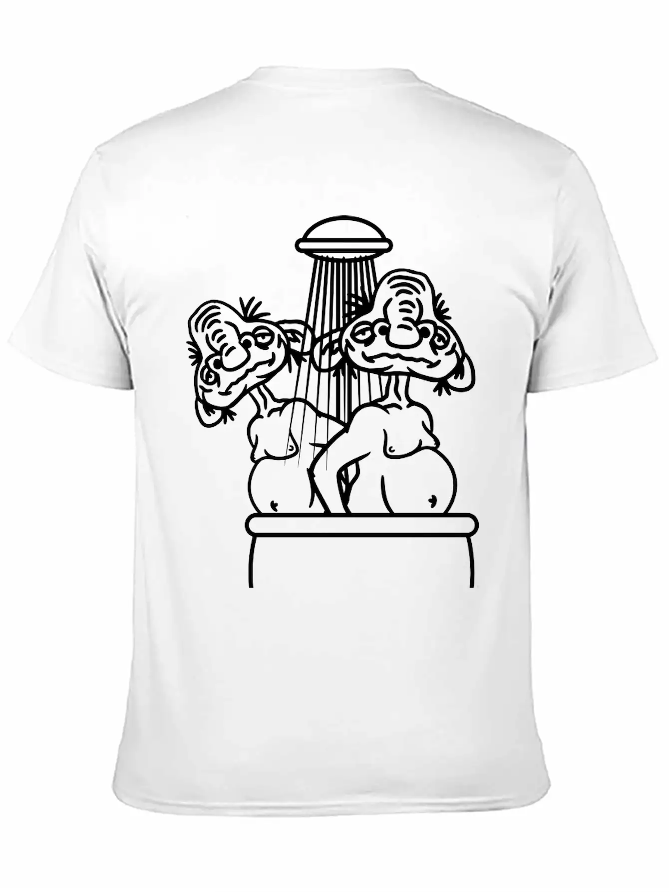 Bathing 2 Old Opas Shower Bath Shower Wash Naked M Essential Cotton Tee For Daily Outfits ¨C Unisex Style