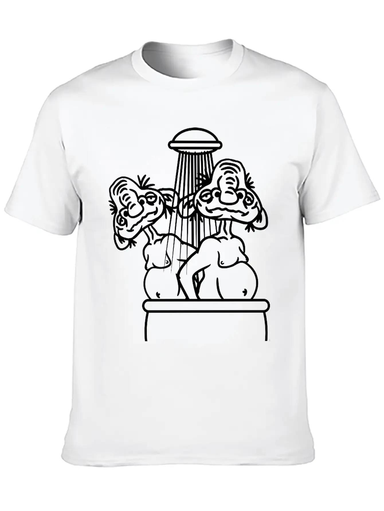 Bathing 2 Old Opas Shower Bath Shower Wash Naked M Essential Cotton Tee For Daily Outfits ¨C Unisex Style