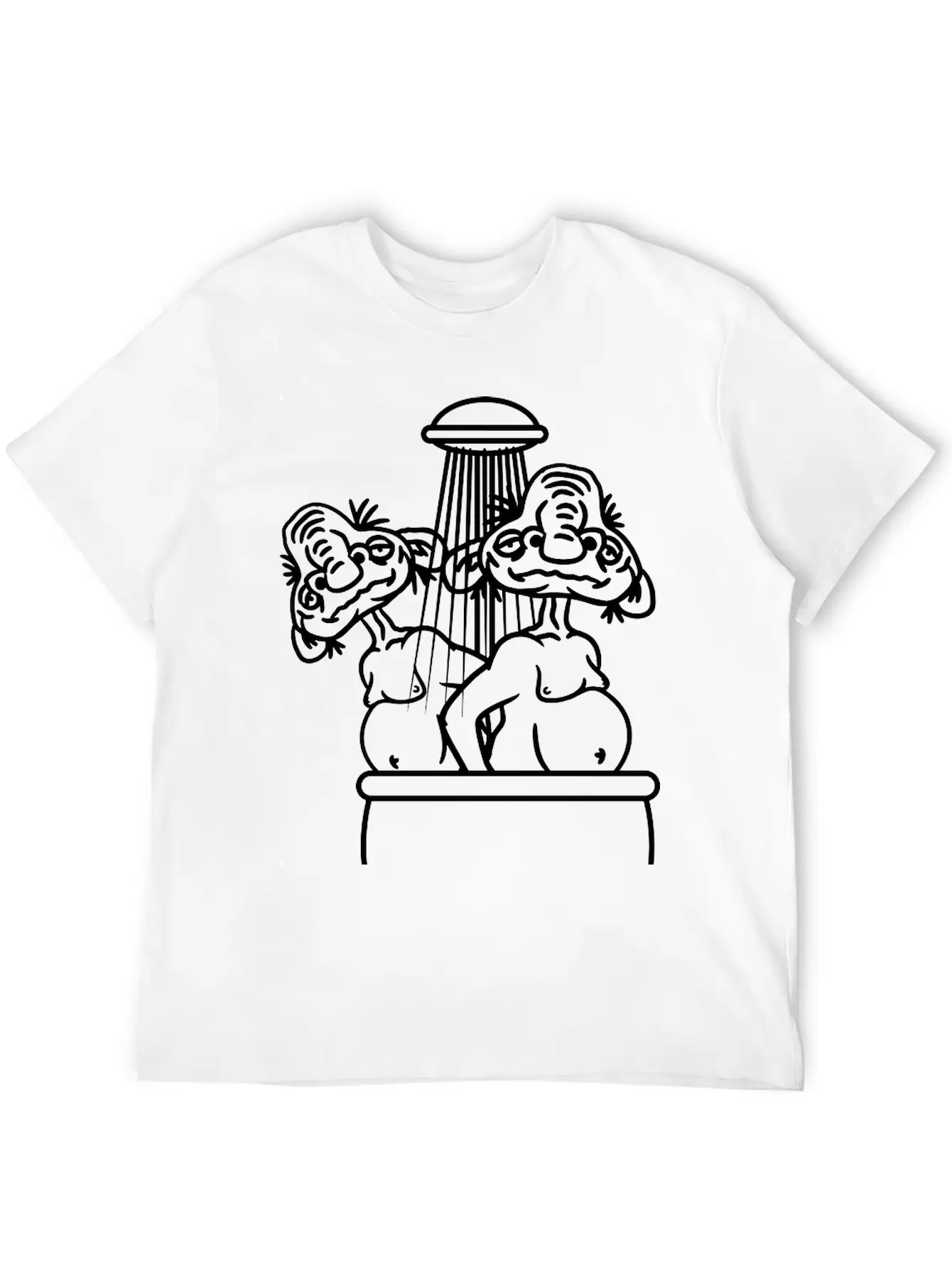 Bathing 2 Old Opas Shower Bath Shower Wash Naked M Essential Cotton Tee For Daily Outfits ¨C Unisex Style