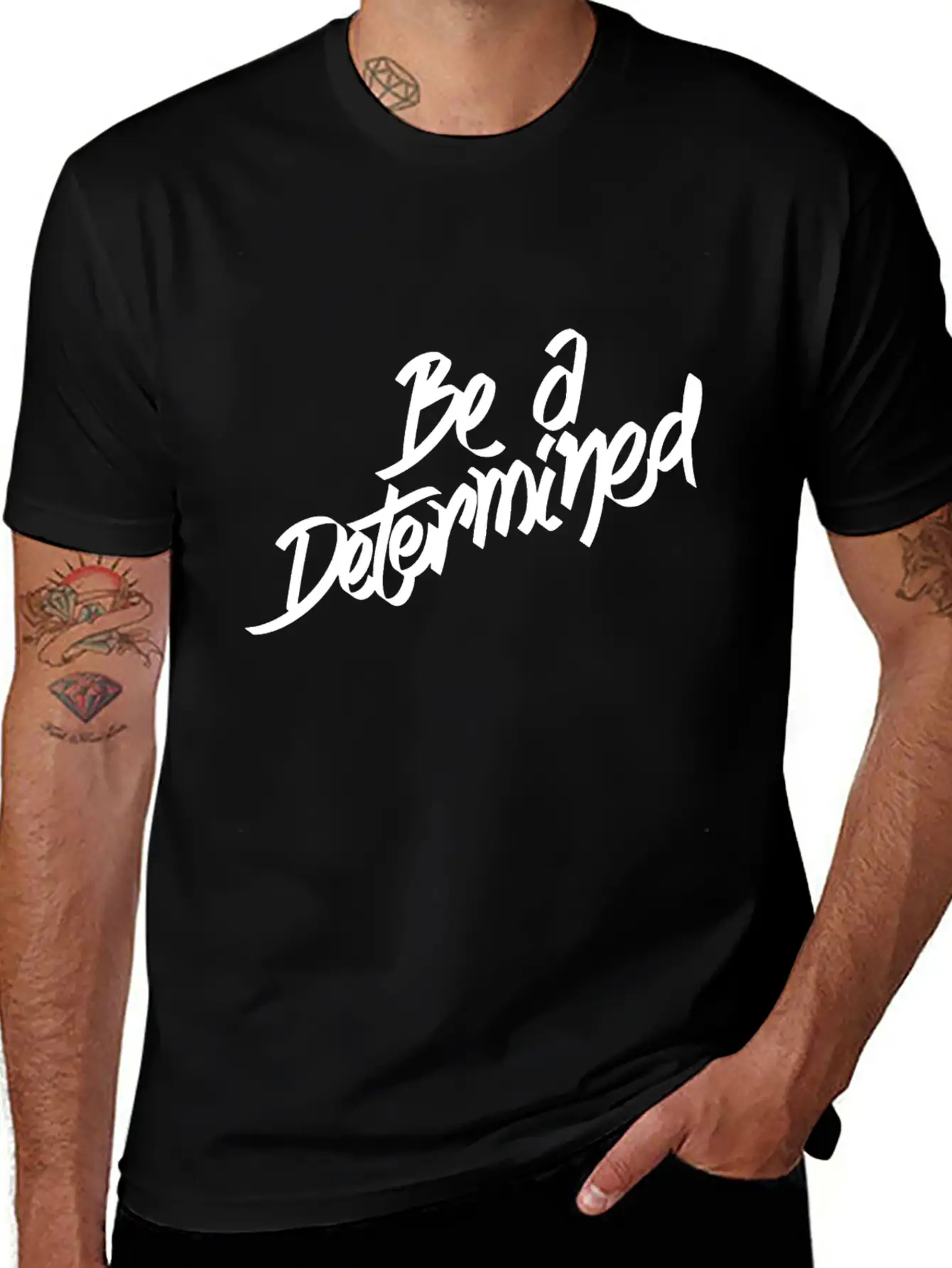 Be A Determined Typography Basic Graphic T-Shirt ¨C Daily Comfort In Soft Cotton