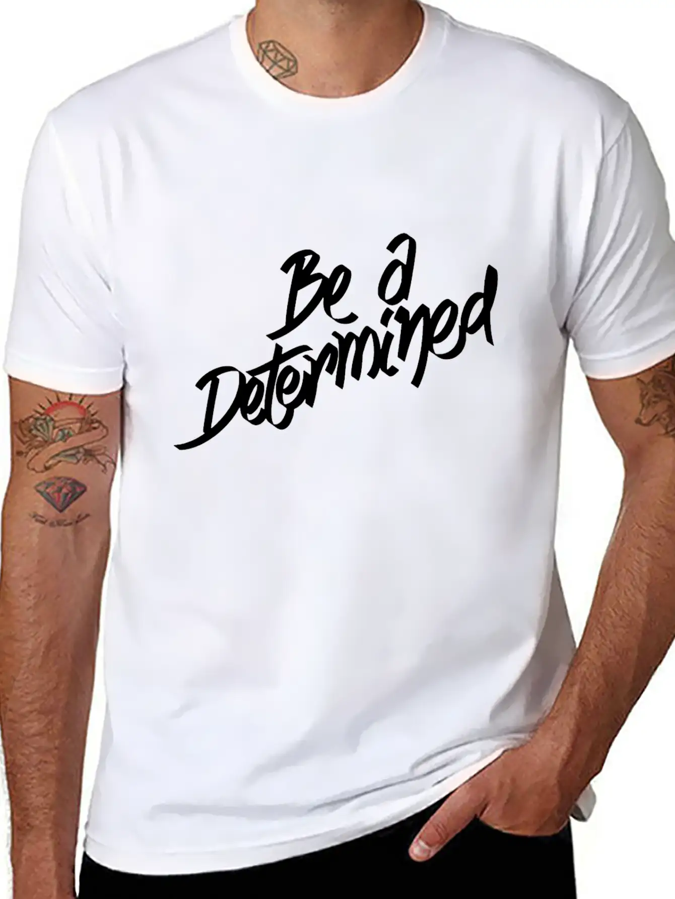 Be A Determined Typography Basic Graphic T-Shirt ¨C Daily Comfort In Soft Cotton
