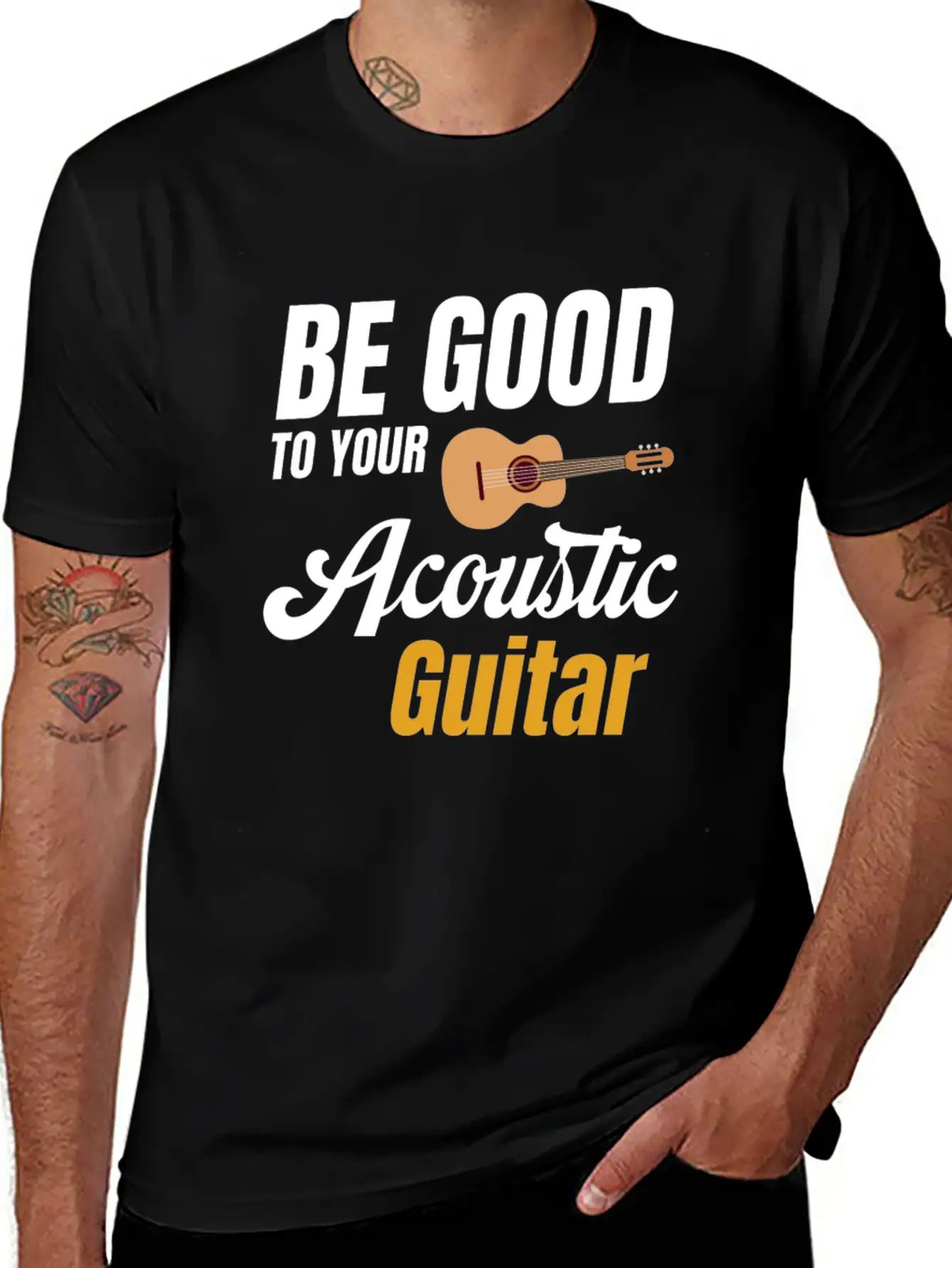 Be Good To Your Wood Acoustic Guitar Lover Band Soft Cotton Short Sleeve Tee ¨C Unisex Wardrobe Staple