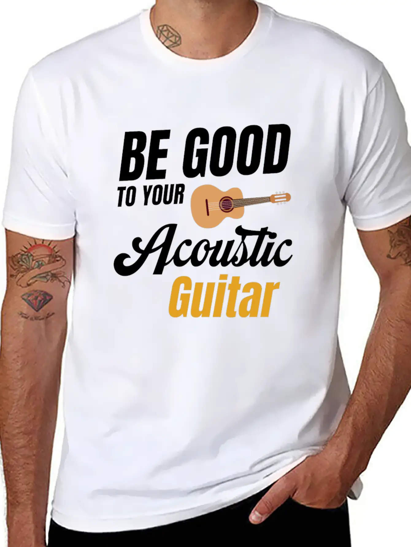 Be Good To Your Wood Acoustic Guitar Lover Band Soft Cotton Short Sleeve Tee ¨C Unisex Wardrobe Staple