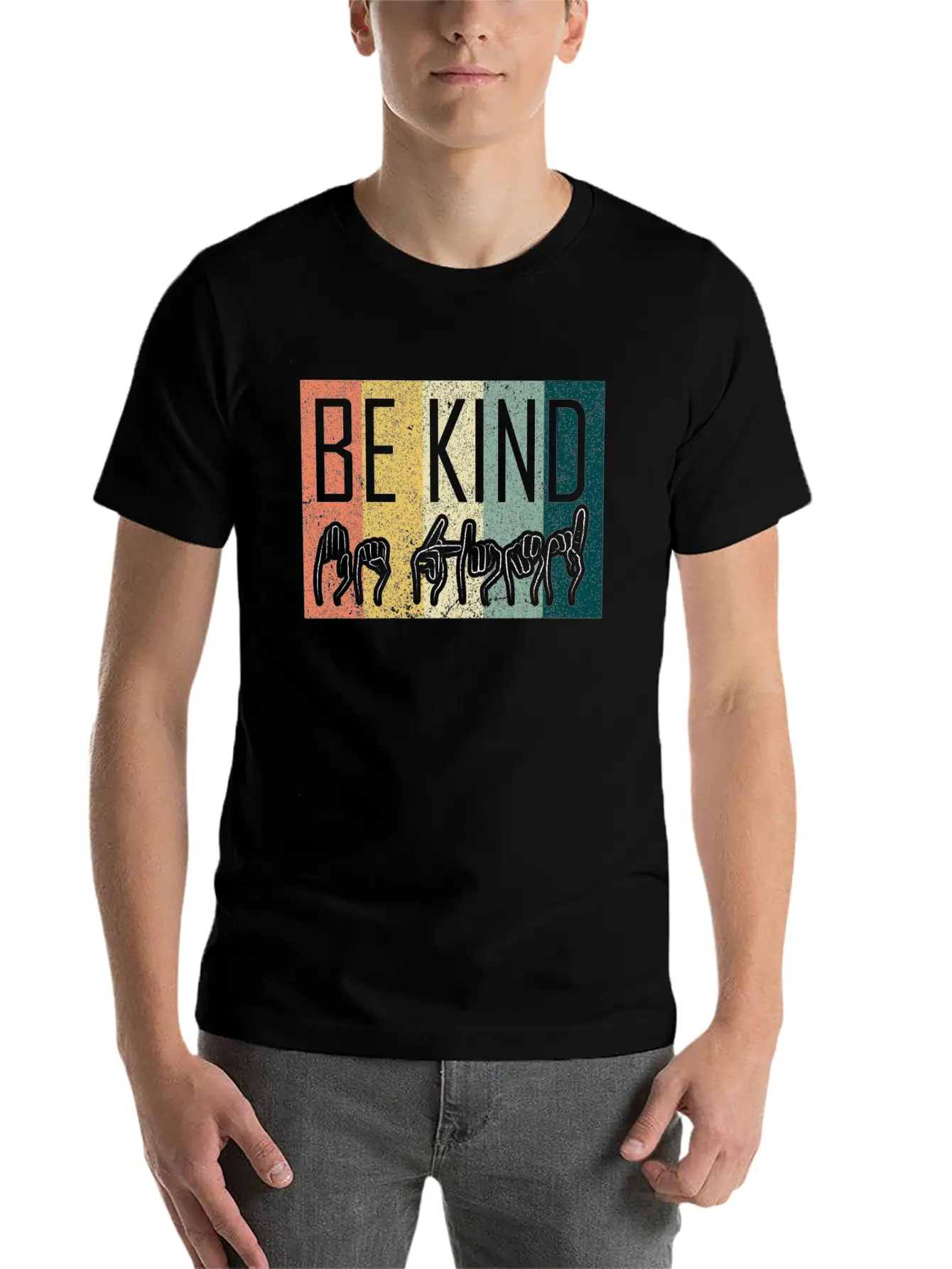 Be Kind ASL Sign Language T-Shirt Alphabet Gift Essential Cotton Tee For Daily Outfits ¨C Unisex Style