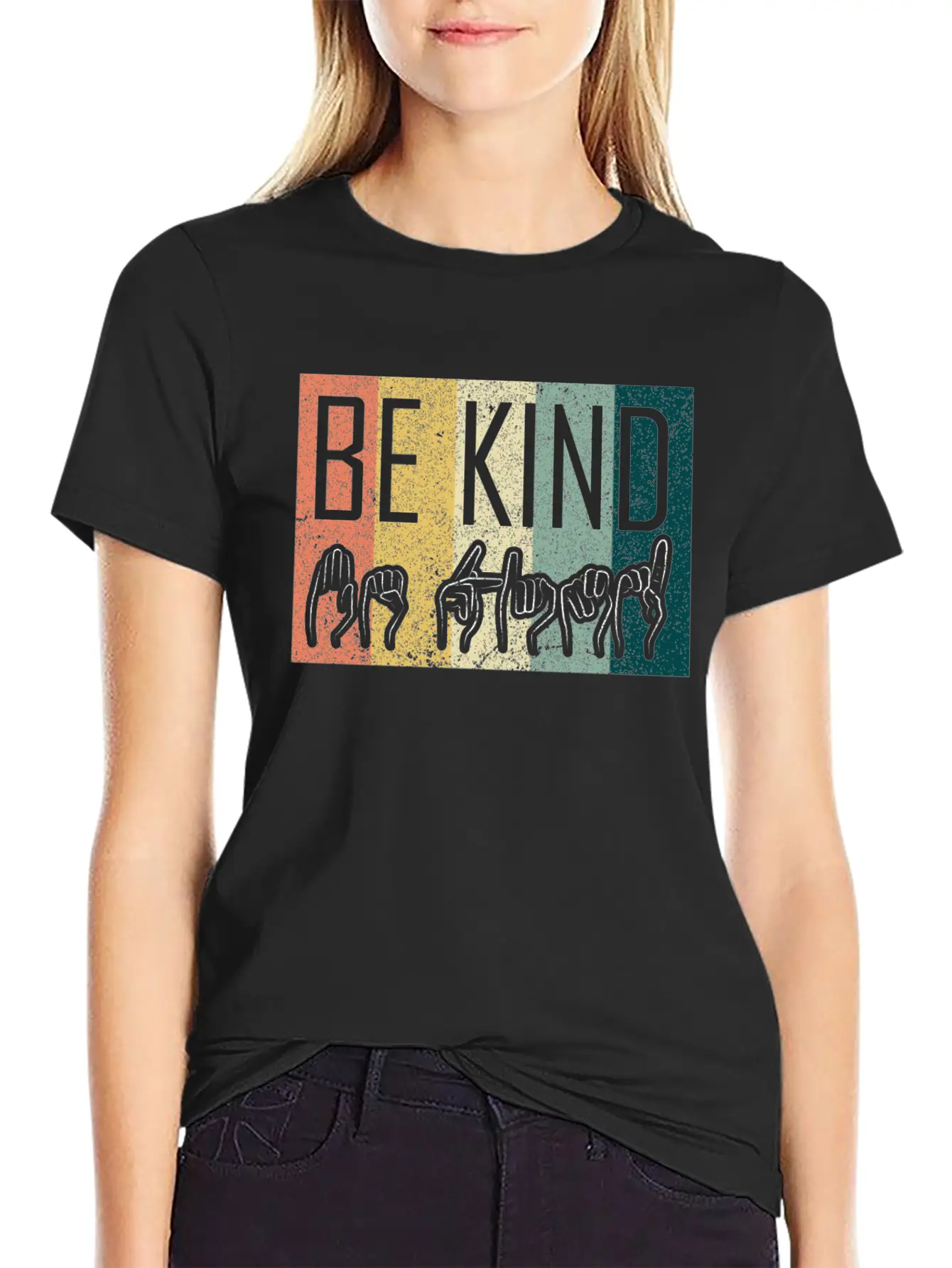 Be Kind ASL Sign Language T-Shirt Alphabet Gift Essential Cotton Tee For Daily Outfits ¨C Unisex Style