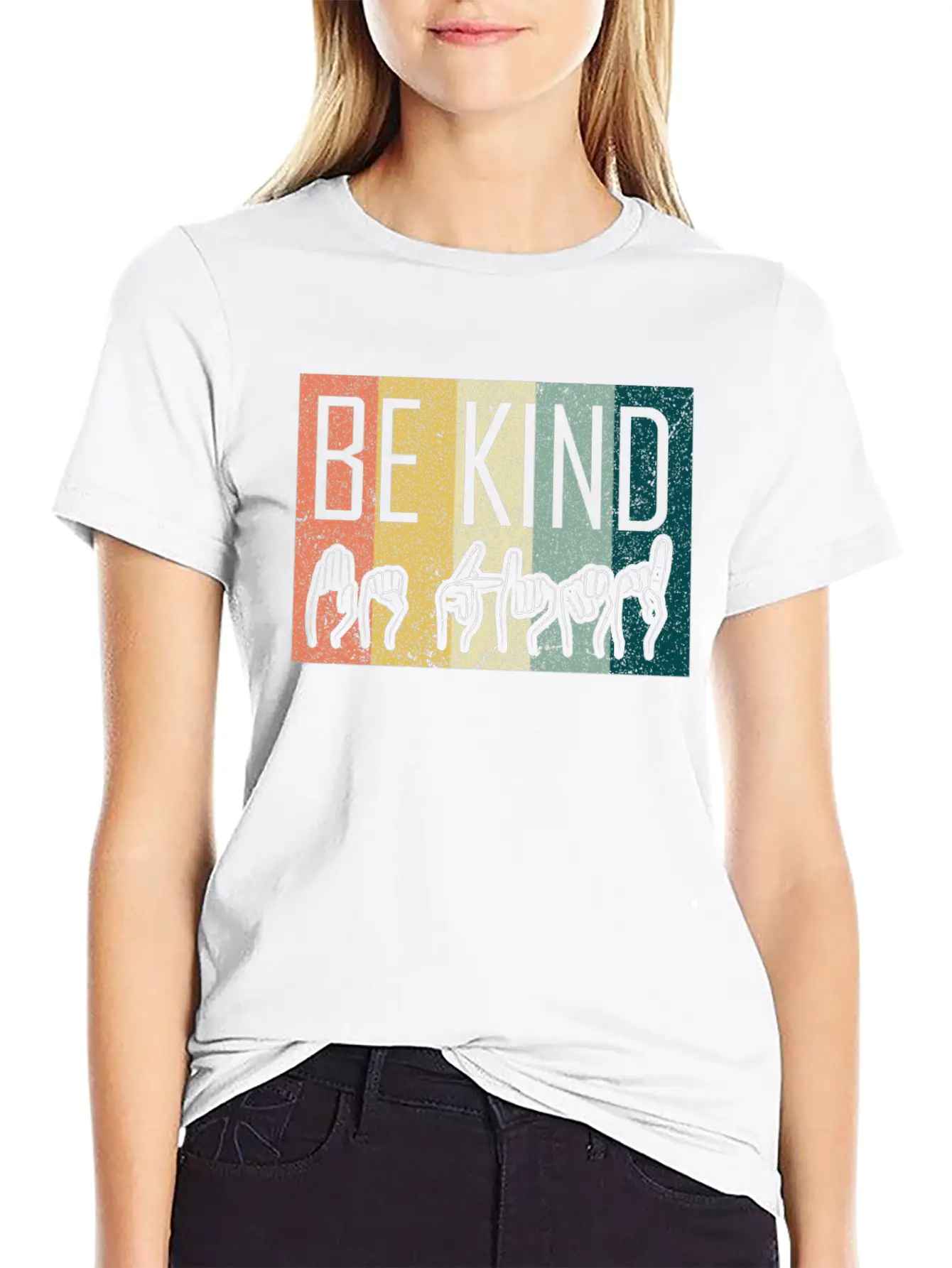 Be Kind ASL Sign Language T-Shirt Alphabet Gift Essential Cotton Tee For Daily Outfits ¨C Unisex Style