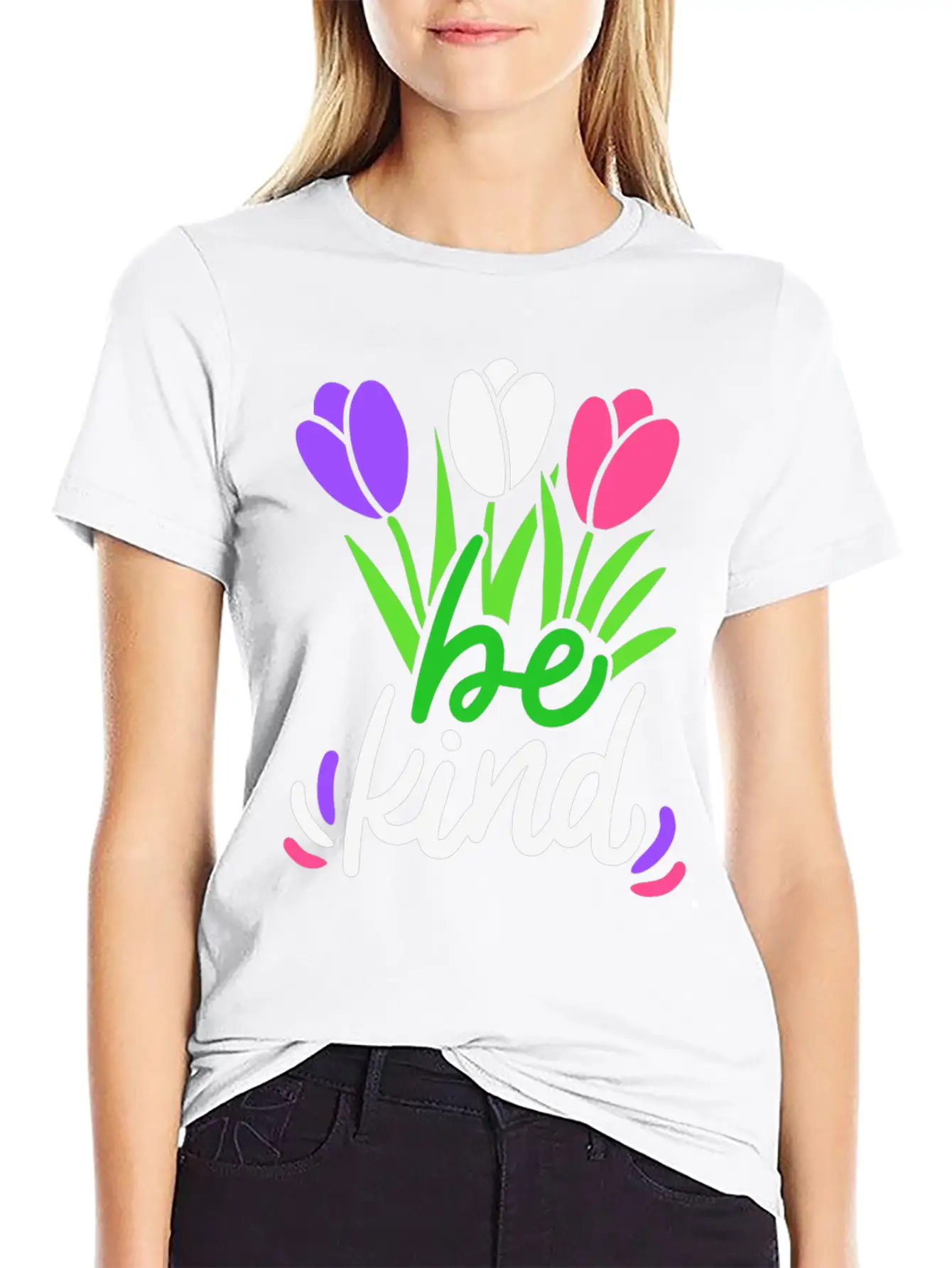 Be Kind Flower Basic Graphic T-Shirt ¨C Daily Comfort In Soft Cotton