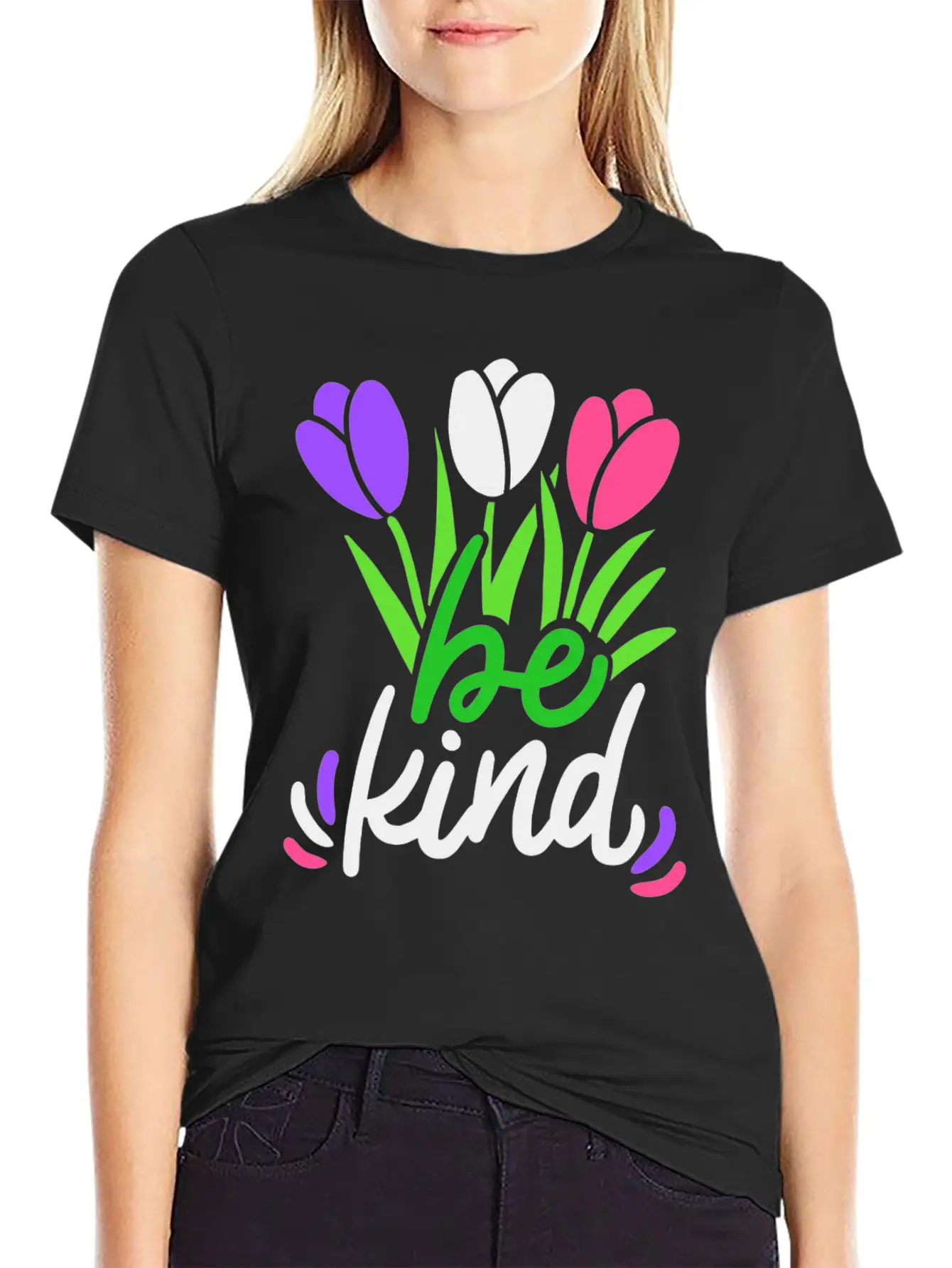 Be Kind Flower Basic Graphic T-Shirt ¨C Daily Comfort In Soft Cotton