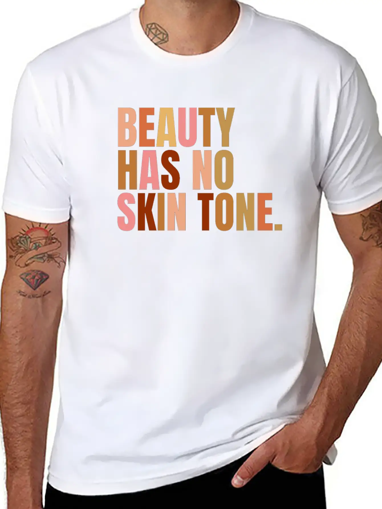 Beauty Has No Skin Tone Melanin Slogan Essential Cotton Tee For Daily Outfits ¨C Unisex Style