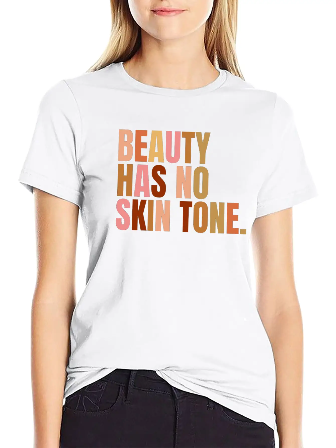 Beauty Has No Skin Tone Melanin Slogan Essential Cotton Tee For Daily Outfits ¨C Unisex Style