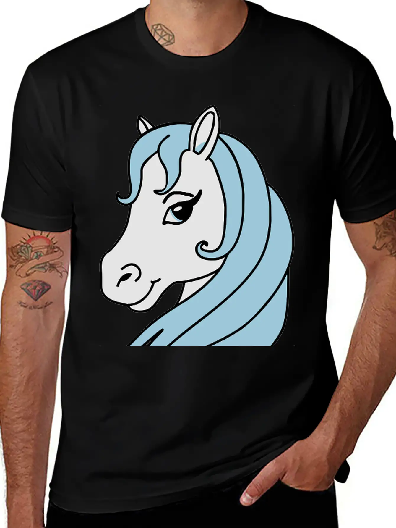 Beauty Horse Head Essential Cotton Tee For Daily Outfits ¨C Unisex Style
