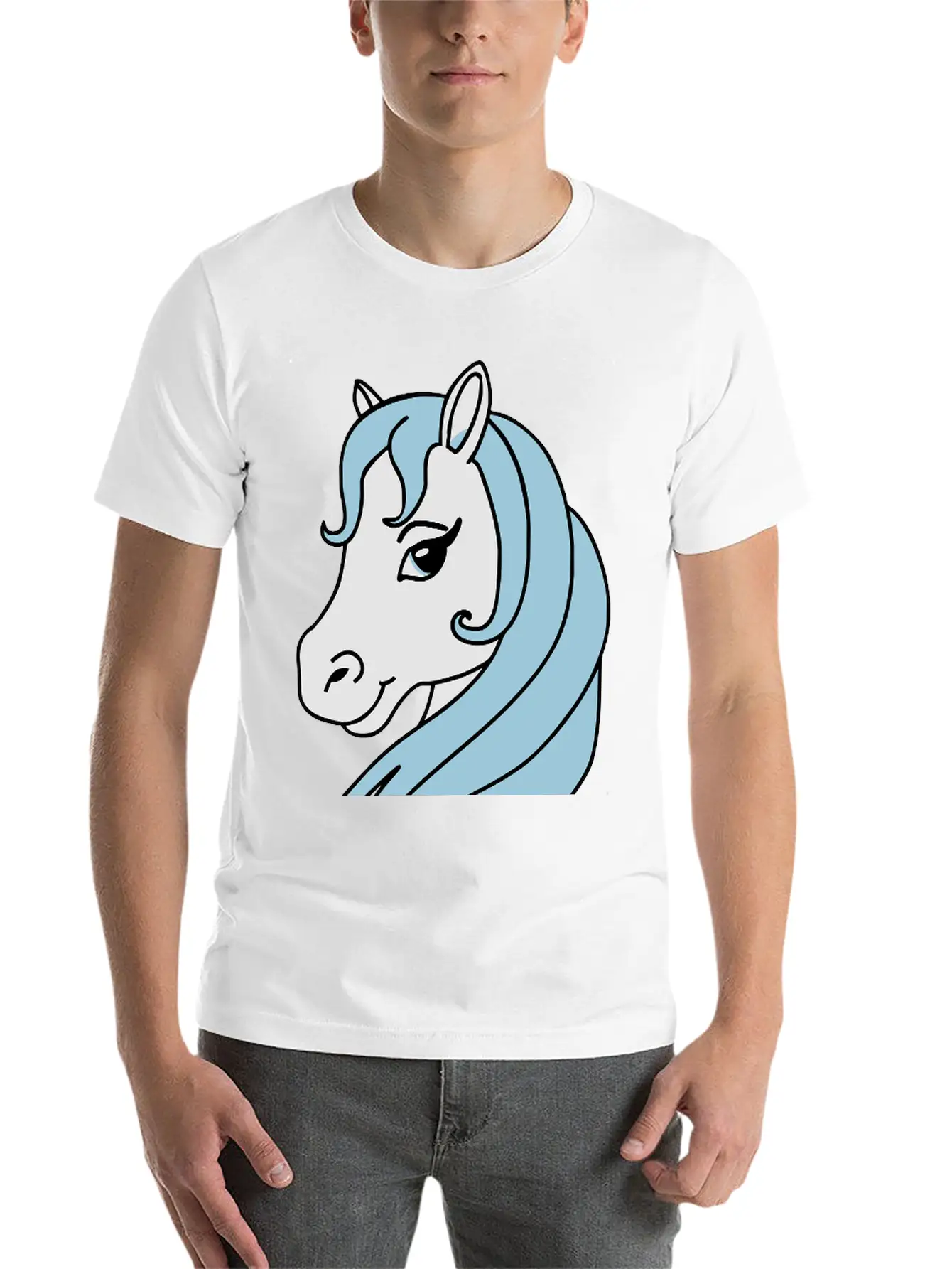 Beauty Horse Head Essential Cotton Tee For Daily Outfits ¨C Unisex Style
