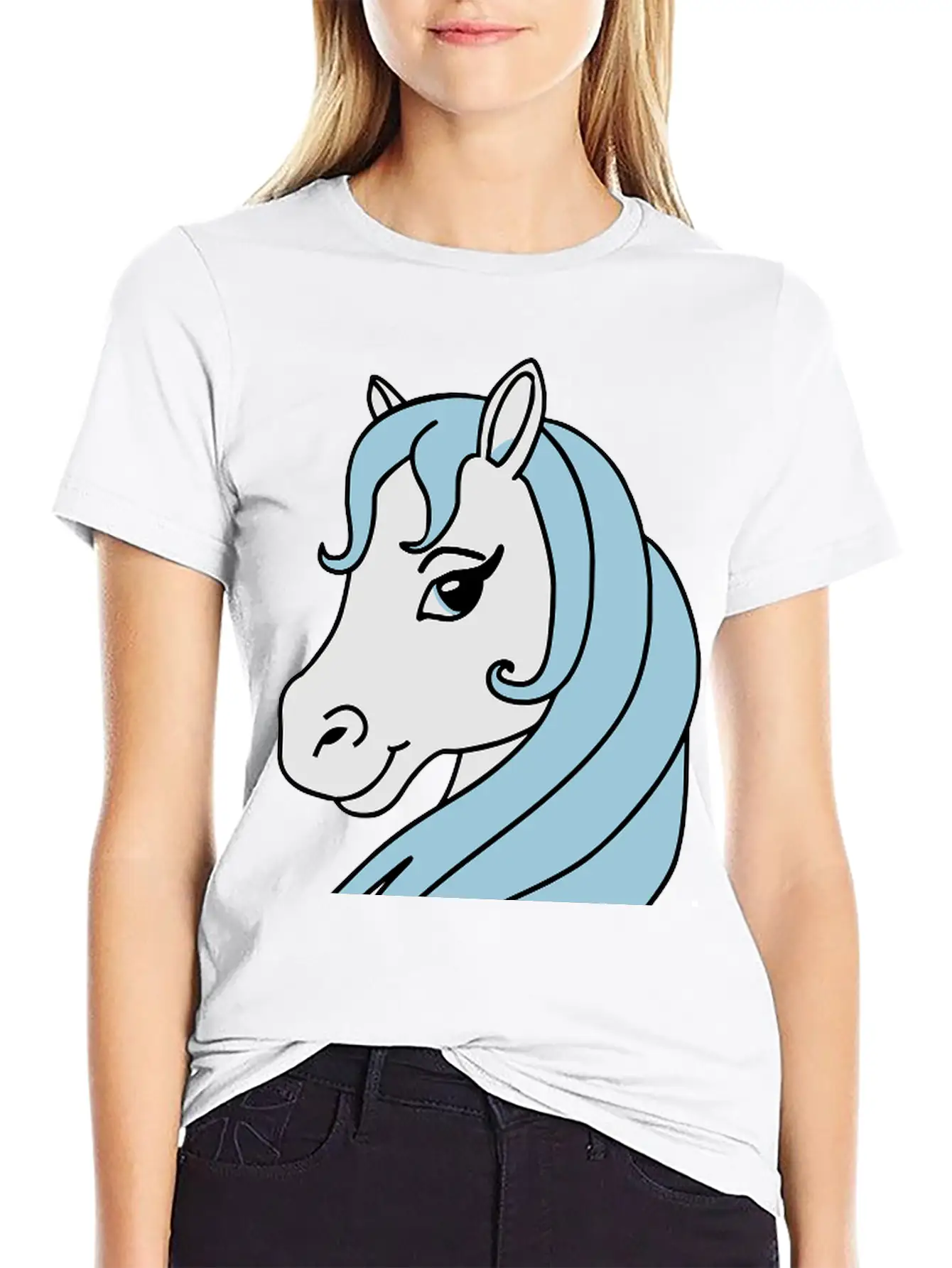 Beauty Horse Head Essential Cotton Tee For Daily Outfits ¨C Unisex Style