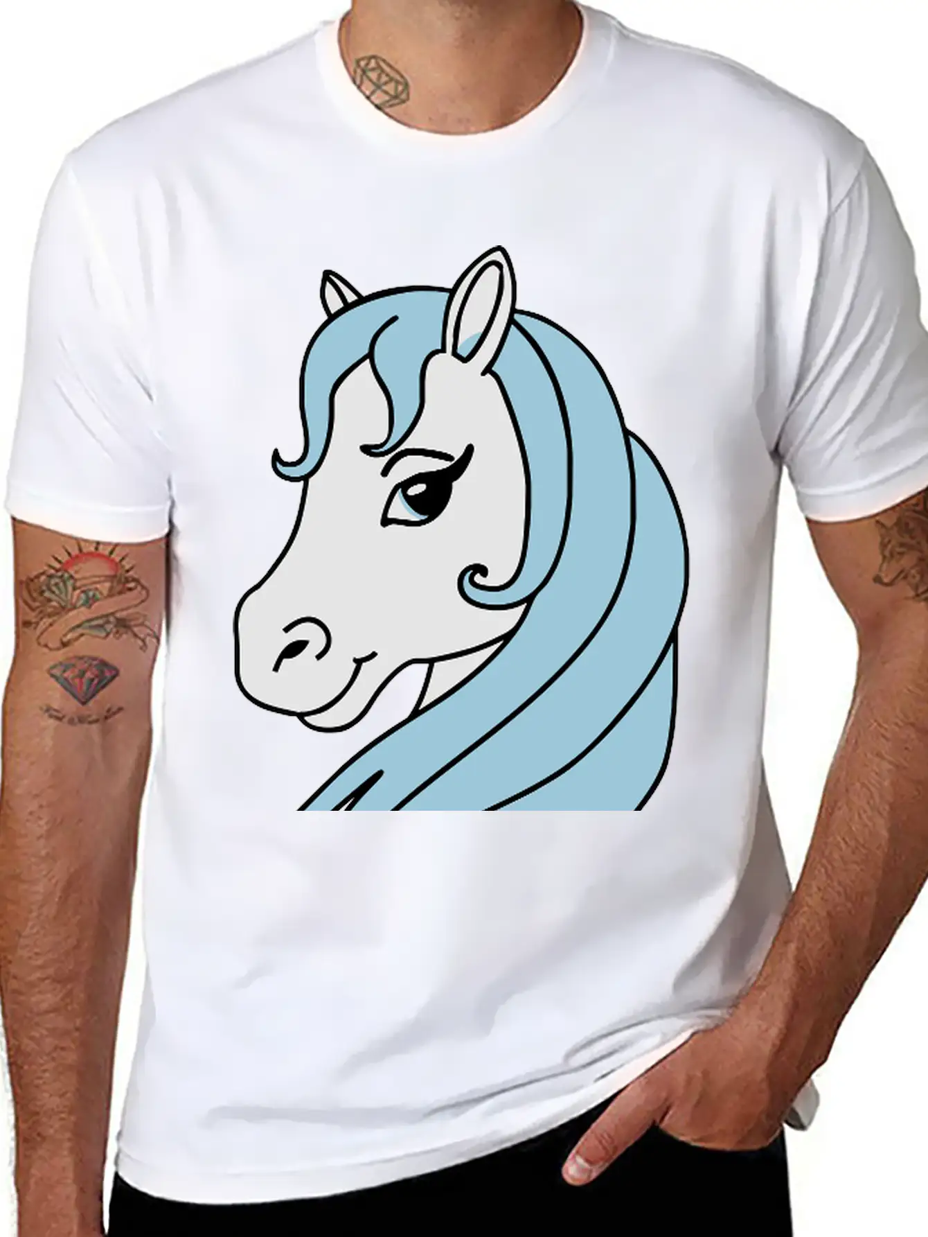 Beauty Horse Head Essential Cotton Tee For Daily Outfits ¨C Unisex Style