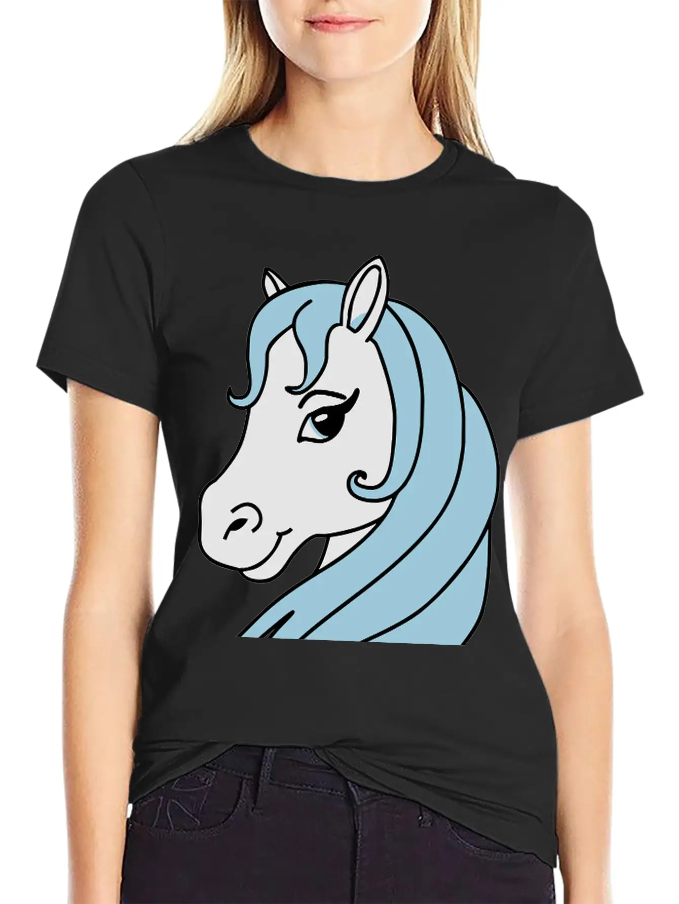 Beauty Horse Head Essential Cotton Tee For Daily Outfits ¨C Unisex Style