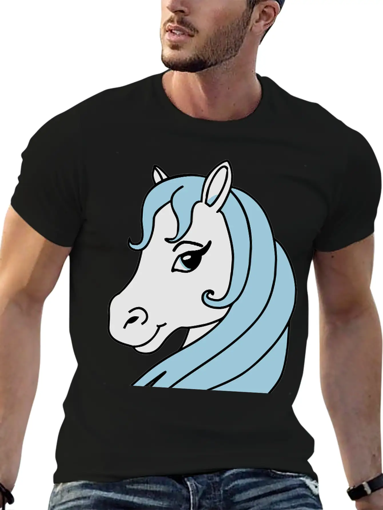 Beauty Horse Head Essential Cotton Tee For Daily Outfits ¨C Unisex Style