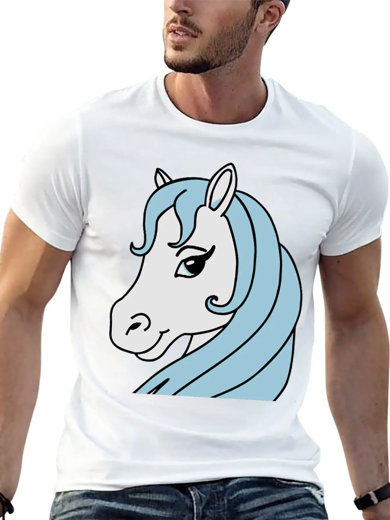 Beauty Horse Head Essential Cotton Tee For Daily Outfits ¨C Unisex Style