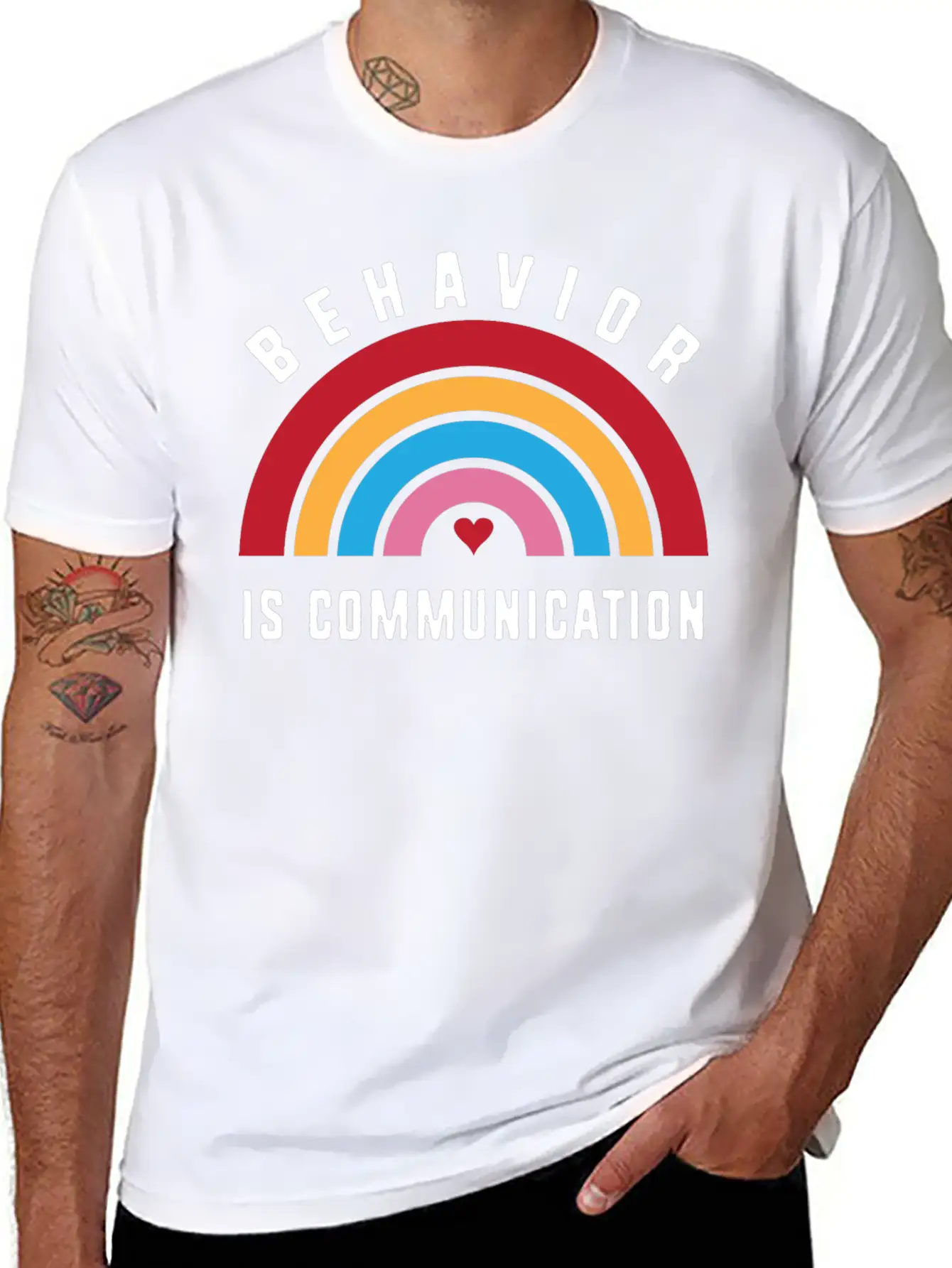 Behavior Therapy Rainbow Behavior Is Communication Basic Graphic T-Shirt ¨C Daily Comfort In Soft Cotton