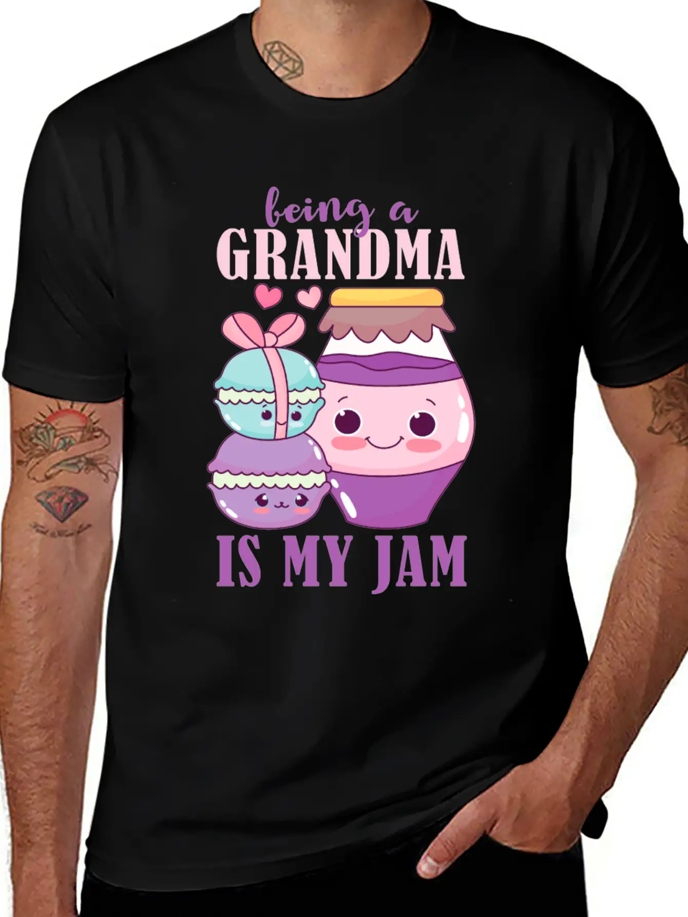 Being A Grandma Is My Jam Design For Grandmother Essential Cotton Tee For Daily Outfits ¨C Unisex Style