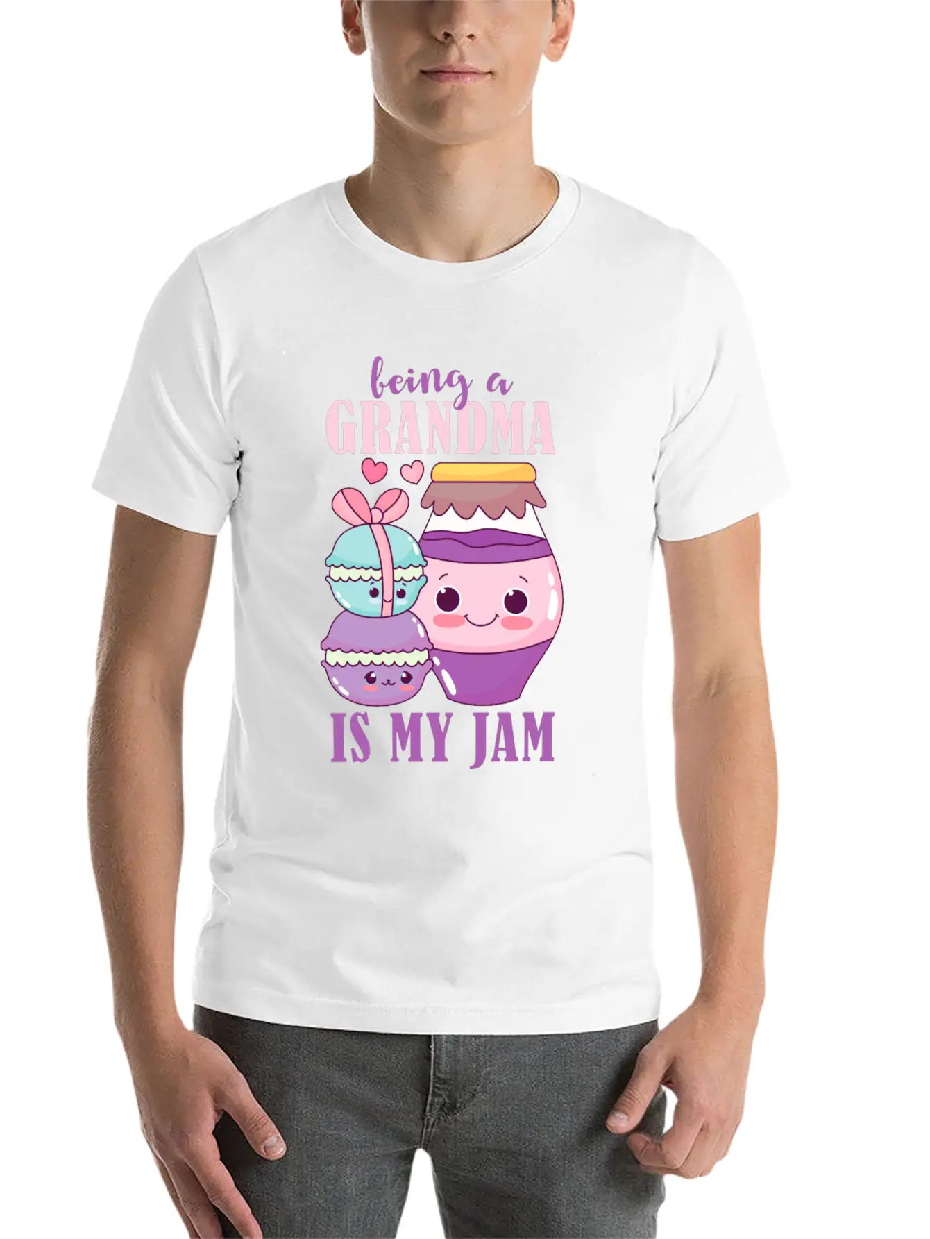 Being A Grandma Is My Jam Design For Grandmother Essential Cotton Tee For Daily Outfits ¨C Unisex Style