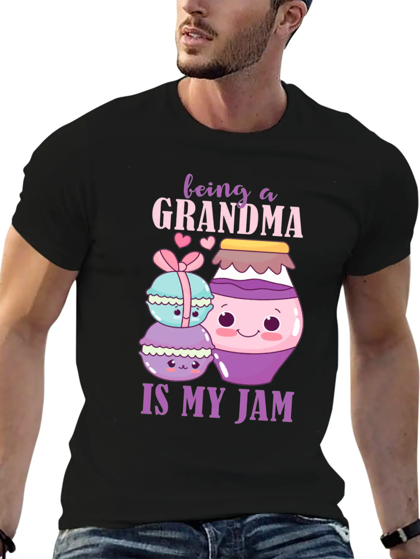 Being A Grandma Is My Jam Design For Grandmother Essential Cotton Tee For Daily Outfits ¨C Unisex Style