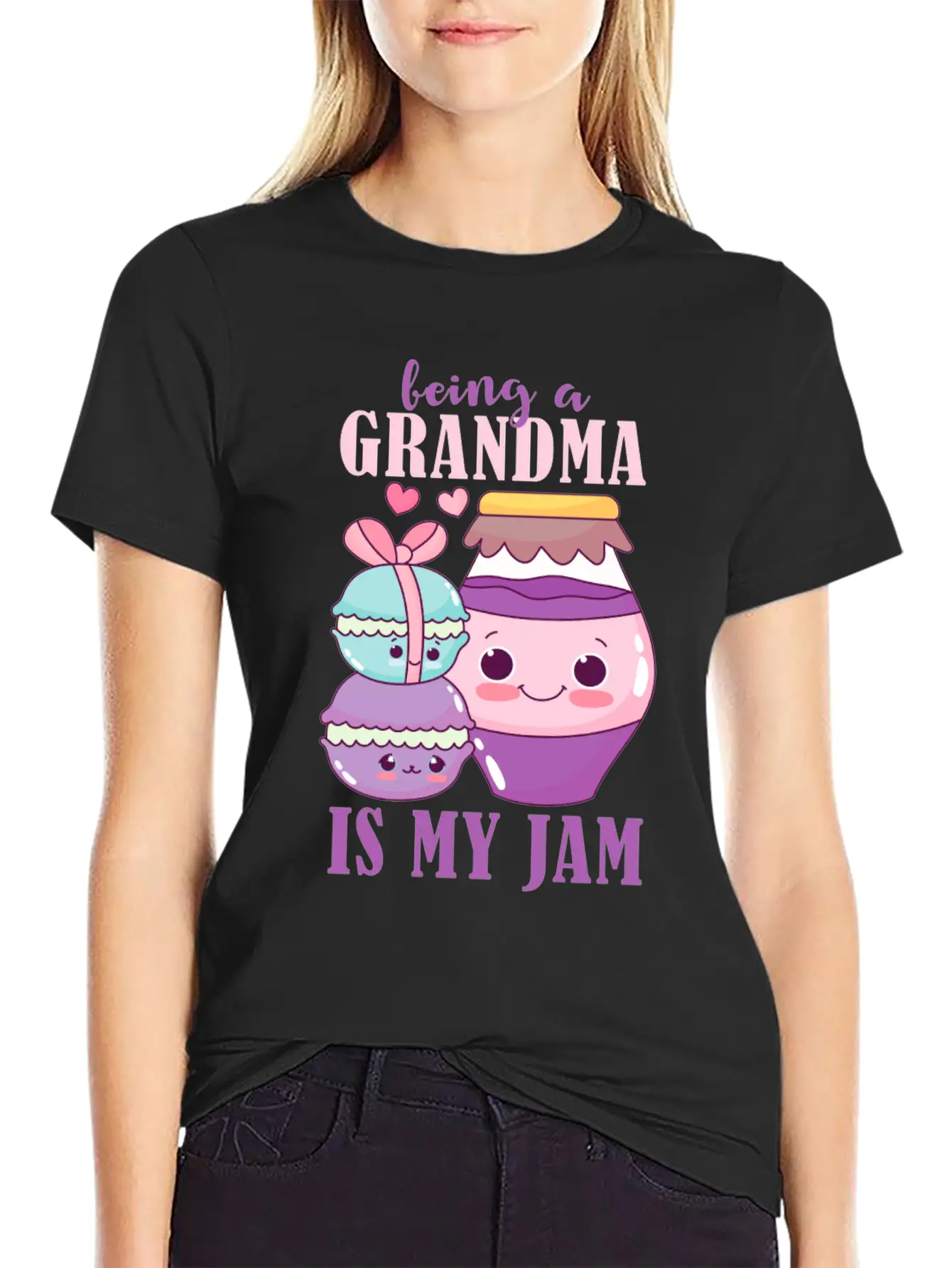 Being A Grandma Is My Jam Design For Grandmother Essential Cotton Tee For Daily Outfits ¨C Unisex Style