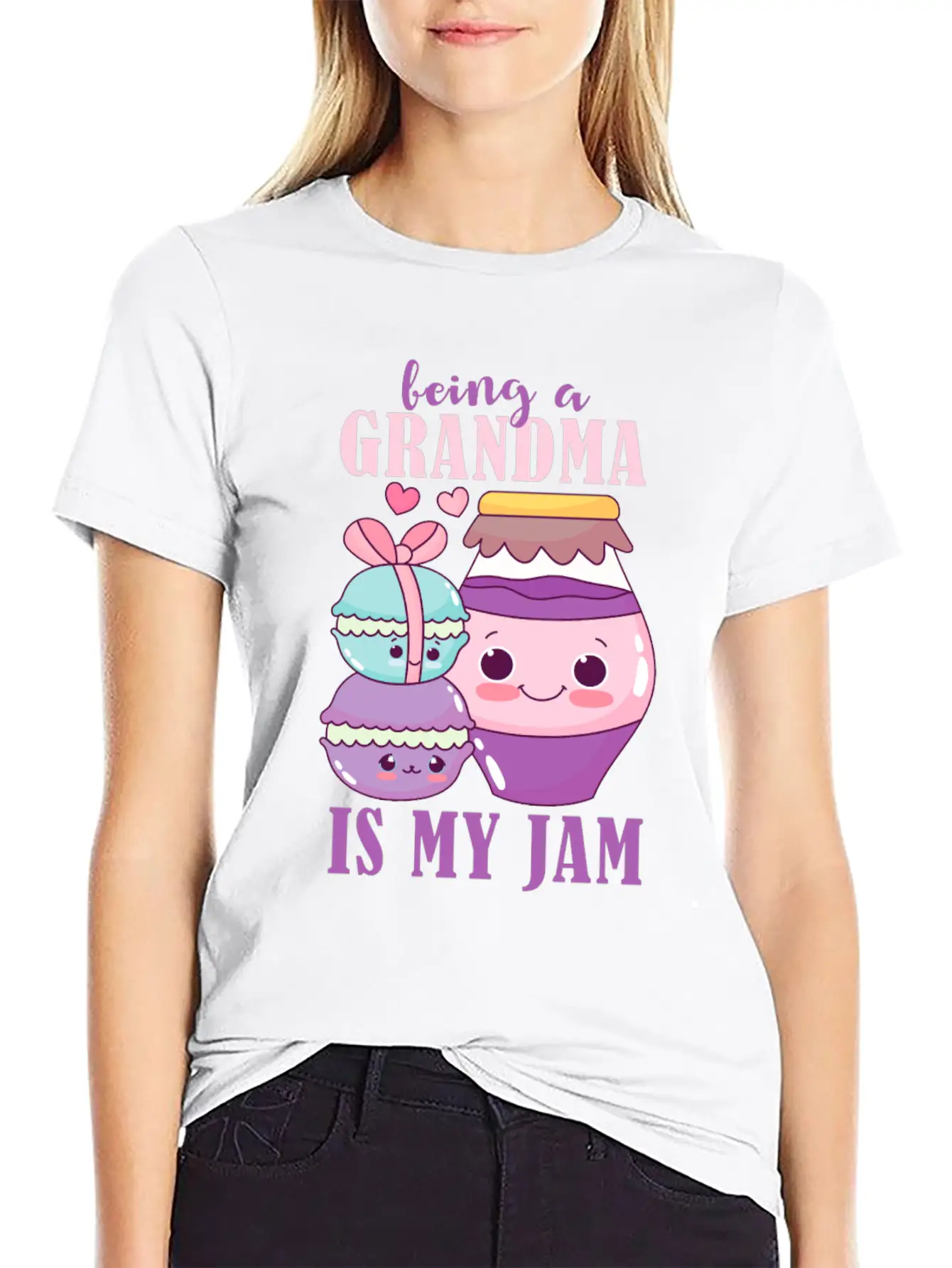 Being A Grandma Is My Jam Design For Grandmother Essential Cotton Tee For Daily Outfits ¨C Unisex Style