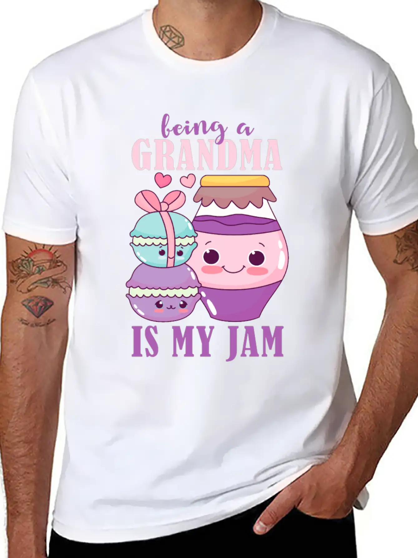 Being A Grandma Is My Jam Design For Grandmother Essential Cotton Tee For Daily Outfits ¨C Unisex Style