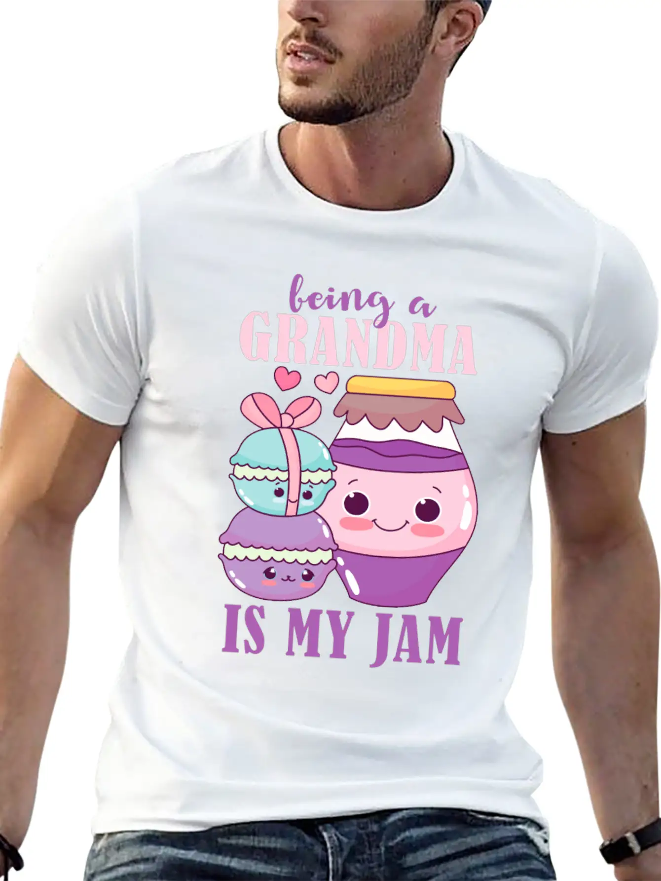Being A Grandma Is My Jam Design For Grandmother Essential Cotton Tee For Daily Outfits ¨C Unisex Style