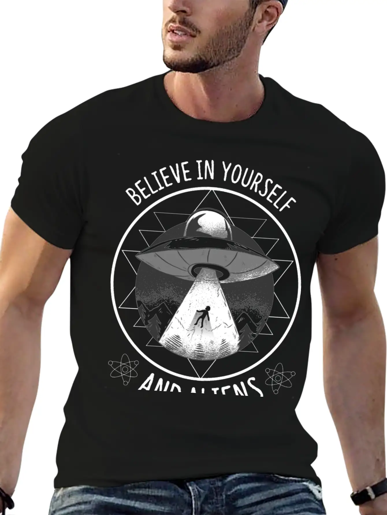 Believe In Yourself And Aliens Ufo Aesthetic Soft Cotton Short Sleeve Tee ¨C Unisex Wardrobe Staple