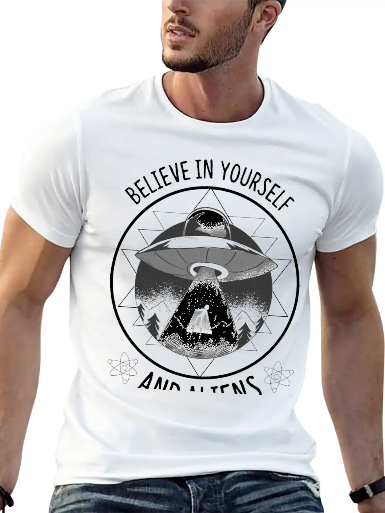 Believe In Yourself And Aliens Ufo Aesthetic Soft Cotton Short Sleeve Tee ¨C Unisex Wardrobe Staple