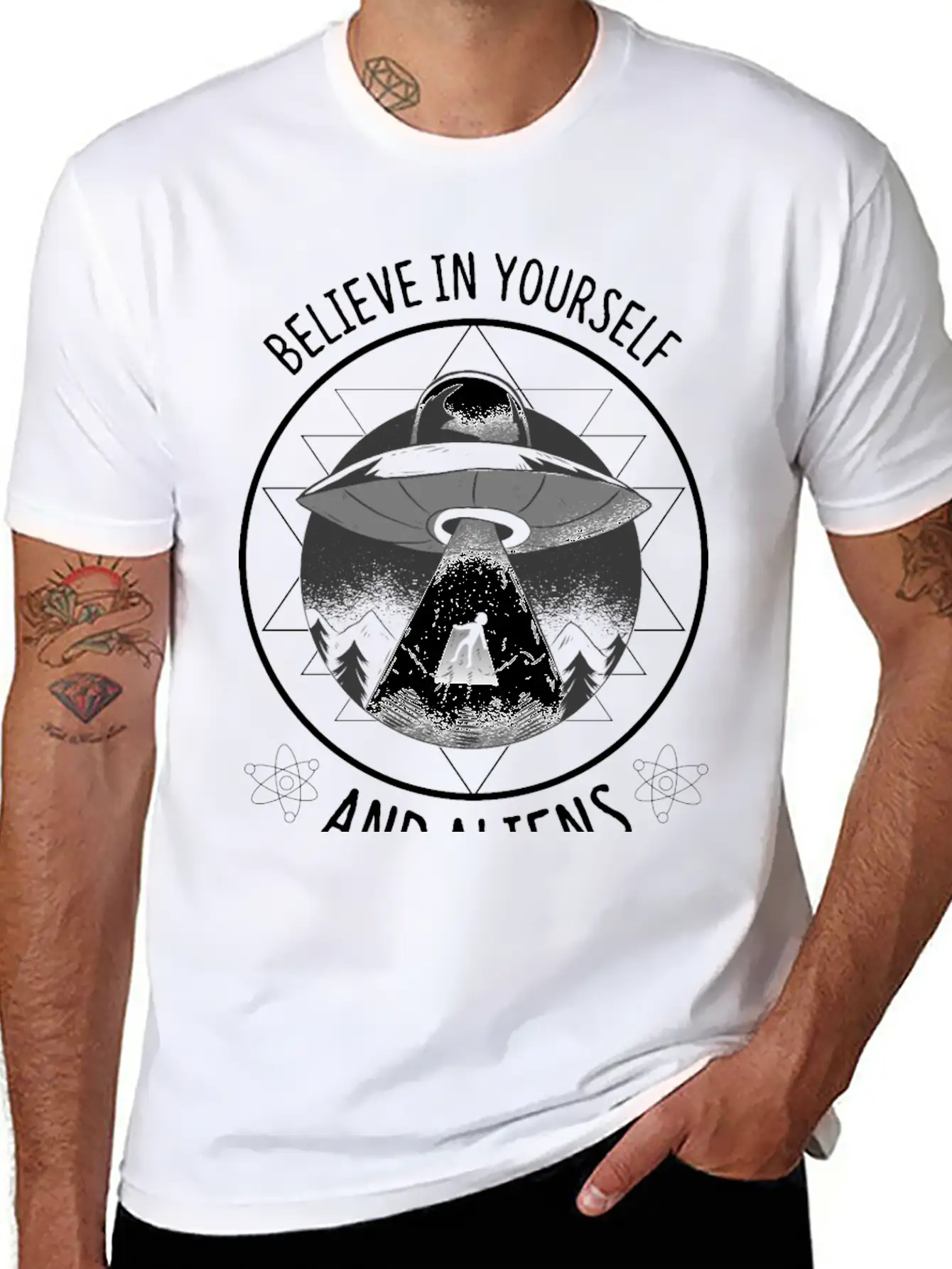 Believe In Yourself And Aliens Ufo Aesthetic Soft Cotton Short Sleeve Tee ¨C Unisex Wardrobe Staple