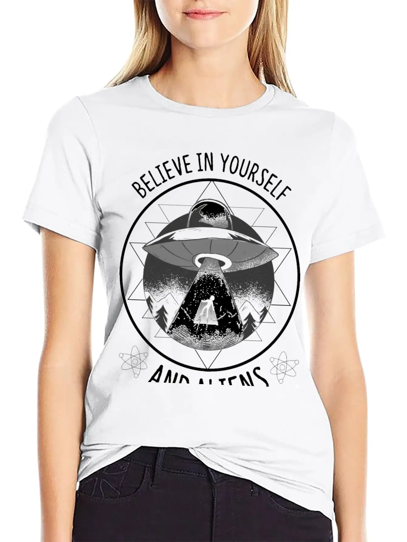 Believe In Yourself And Aliens Ufo Aesthetic Soft Cotton Short Sleeve Tee ¨C Unisex Wardrobe Staple