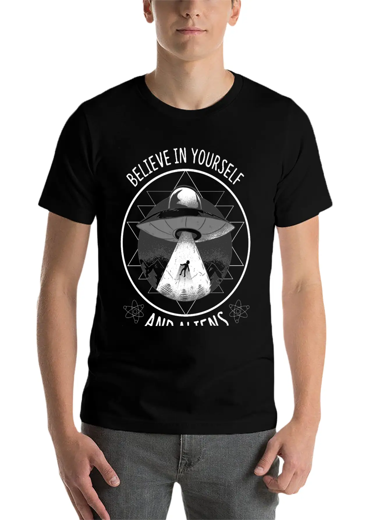 Believe In Yourself And Aliens Ufo Aesthetic Soft Cotton Short Sleeve Tee ¨C Unisex Wardrobe Staple