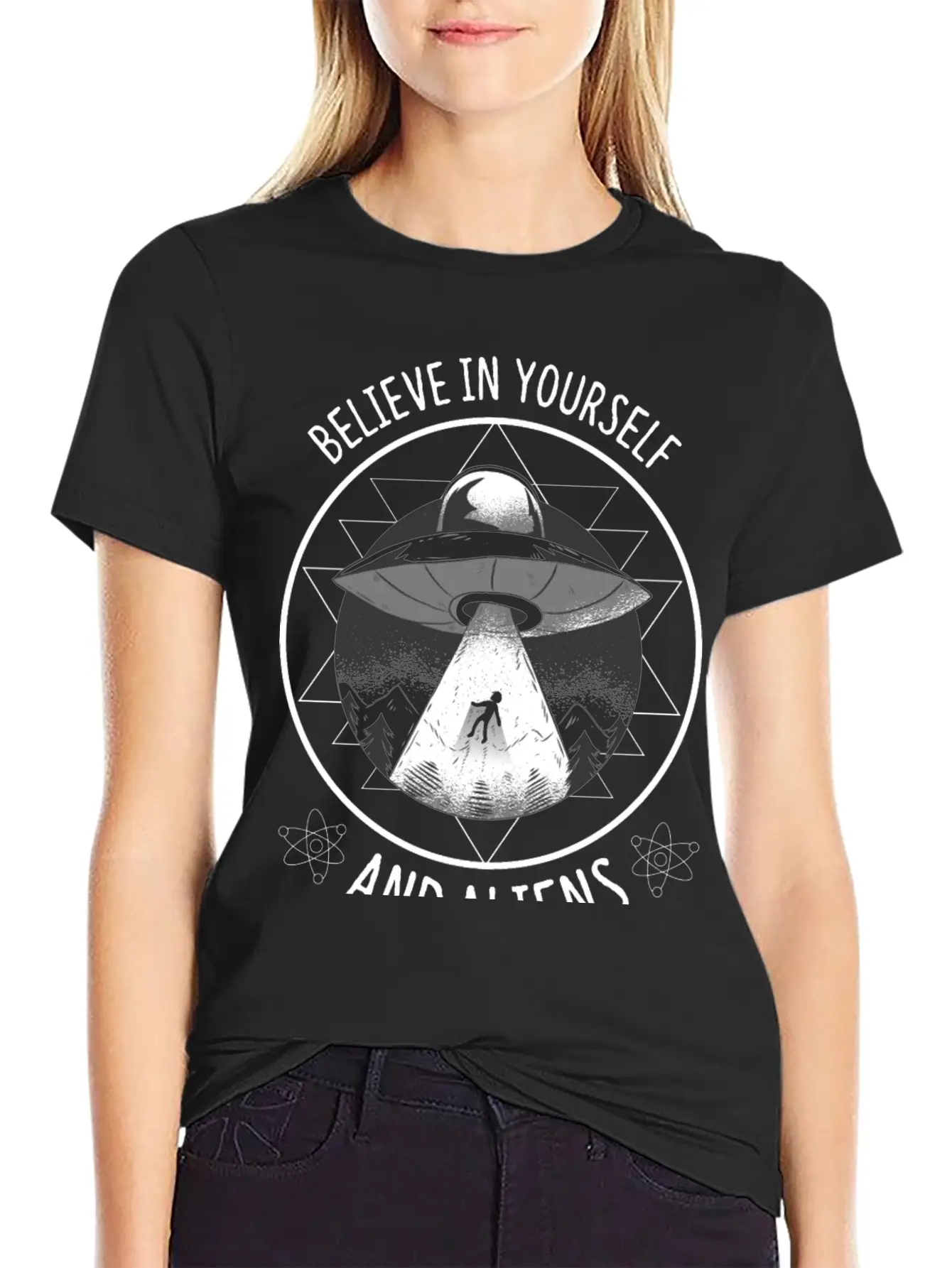 Believe In Yourself And Aliens Ufo Aesthetic Soft Cotton Short Sleeve Tee ¨C Unisex Wardrobe Staple